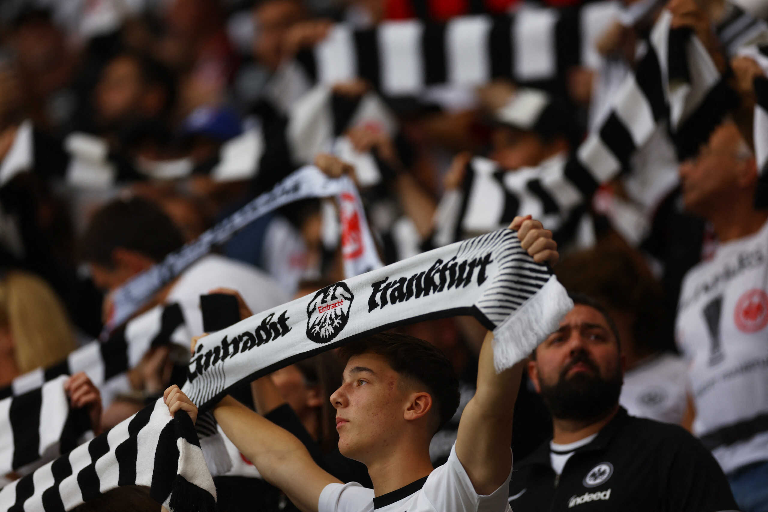 Soccer Football - Europa Conference League - Group G - Eintracht Frankfurt v Aberdeen - Deutsche Bank Park, Frankfurt, Germany - September 21, 2023 Eintracht Frankfurt fans inside the stadium before the match REUTERS