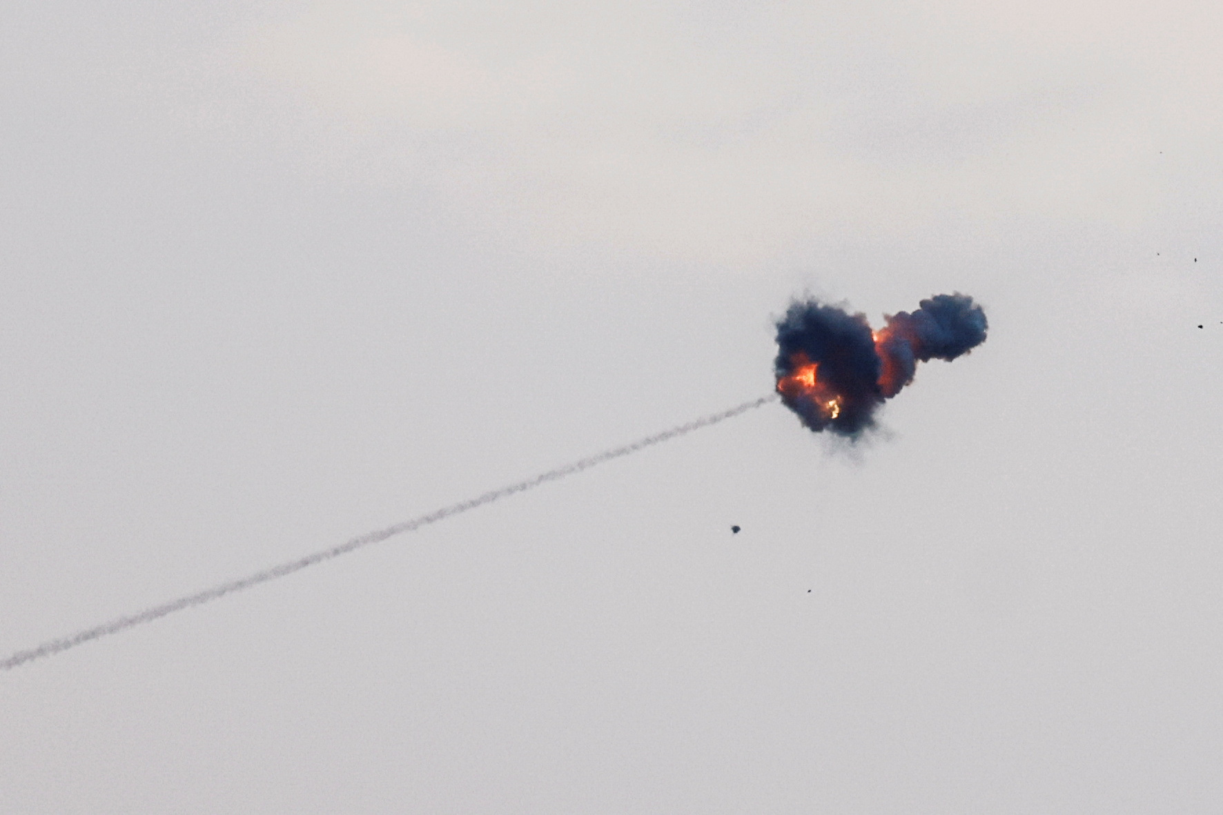 Israel's Iron Dome anti-missile system intercepts rockets launched from the Gaza Strip, as seen from the Israeli side of the border between Israel and the Gaza Strip, October 8, 2023. REUTERS