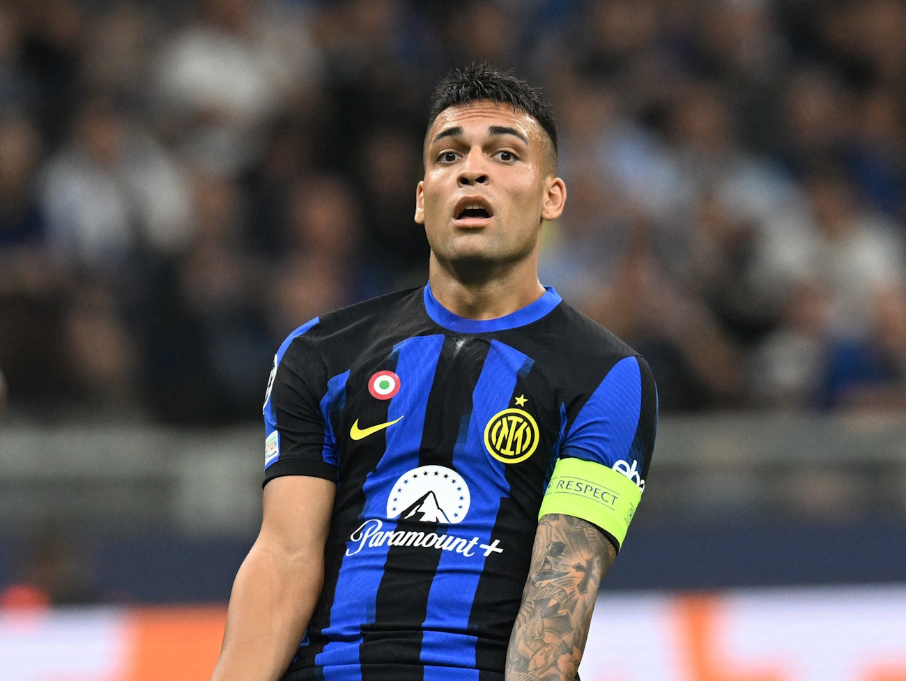 Soccer Football - Champions League - Group D - Inter Milan v Benfica - San Siro, Milan, Italy - October 3, 2023 Inter Milan's Lautaro Martinez reacts REUTERS