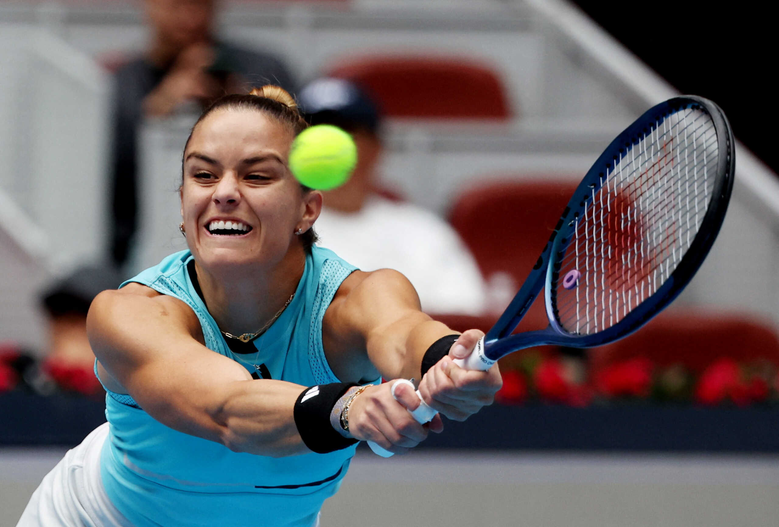 Tennis - China Open - National Tennis Center, Beijing, China - October 6, 2023 Maria Sakkari of Greece in action during her quarter-final match against Coco Gauff of the U.S.A REUTERS