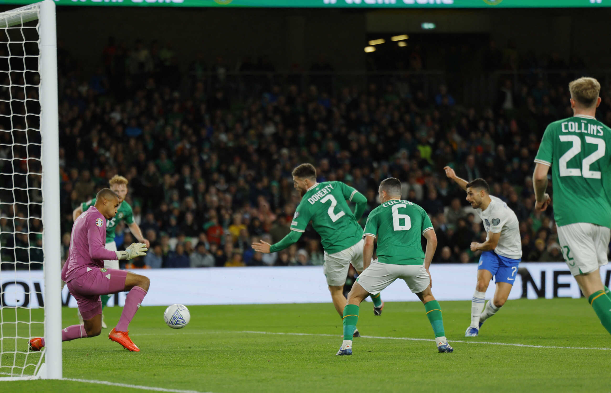 Soccer Football - Euro 2024 Qualifier - Group B - Republic of Ireland v Greece - Aviva Stadium, Dublin, Ireland - October 13, 2023 Greece's Georgios Masouras scores their second goal REUTERS