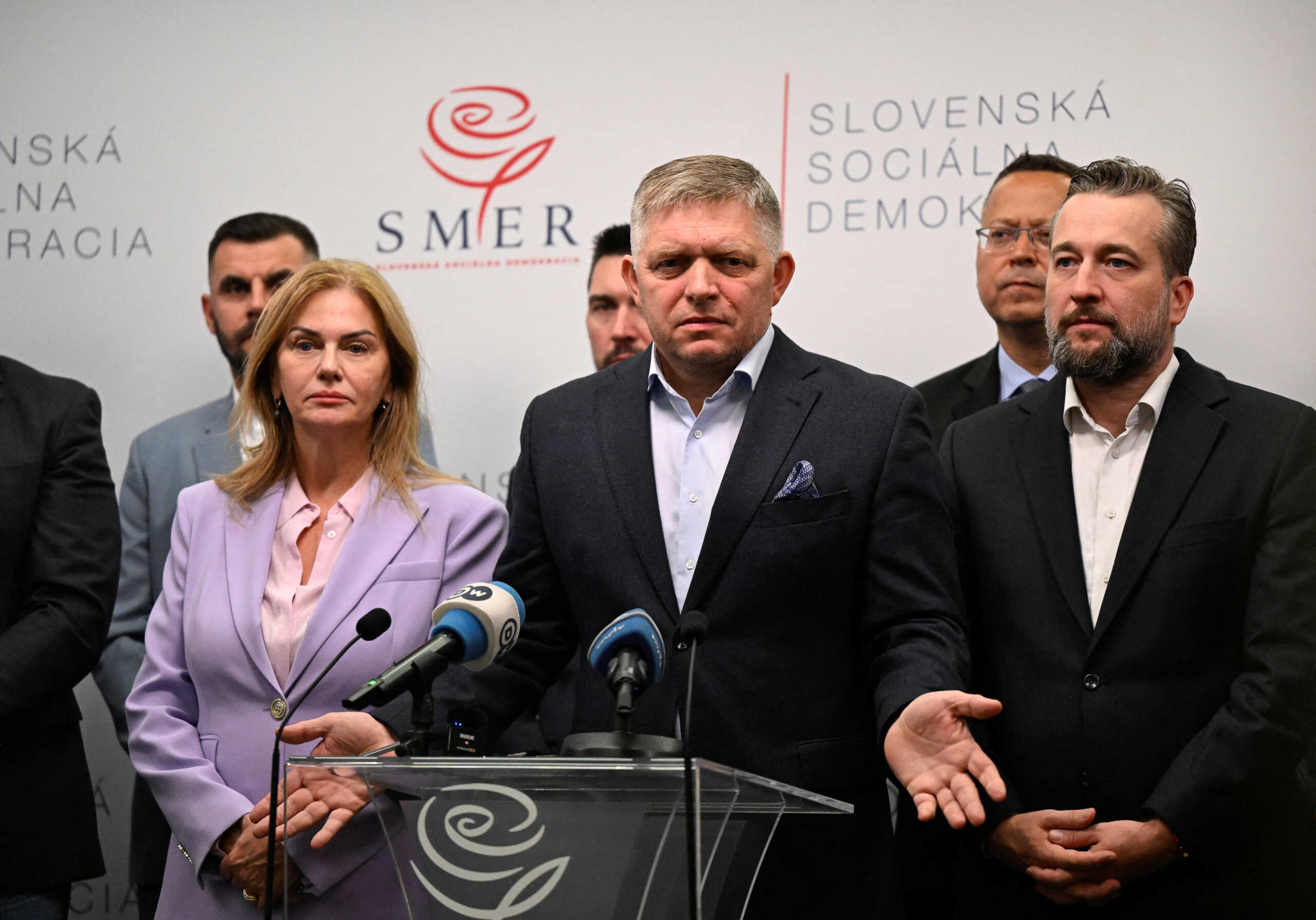 SMER-SSD party leader Robert Fico reacts during a press conference after the country's early parliamentary elections, in Bratislava, Slovakia, October 1, 2023. REUTERS