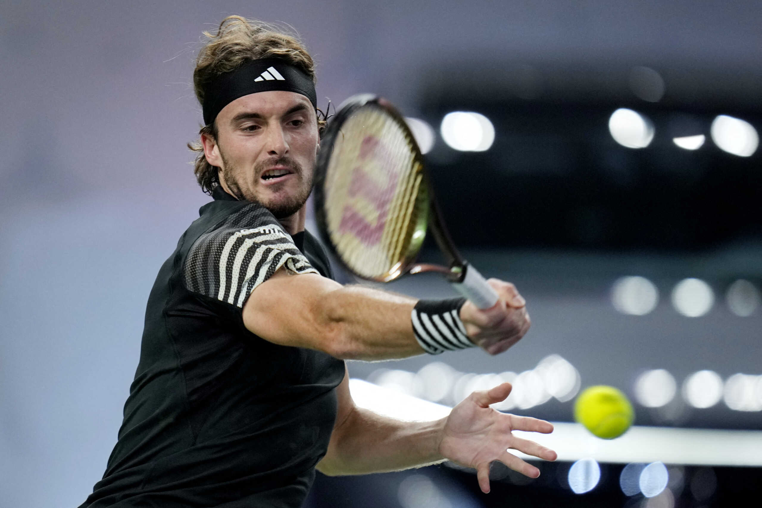 Tennis - ATP Masters 1000 - Shanghai Masters - Qizhong Forest Sports City Arena, Shanghai, China - October 9, 2023 Greece's Stefanos Tsitsipas in action during his round of 32 match against France's Ugo Humbert REUTERS