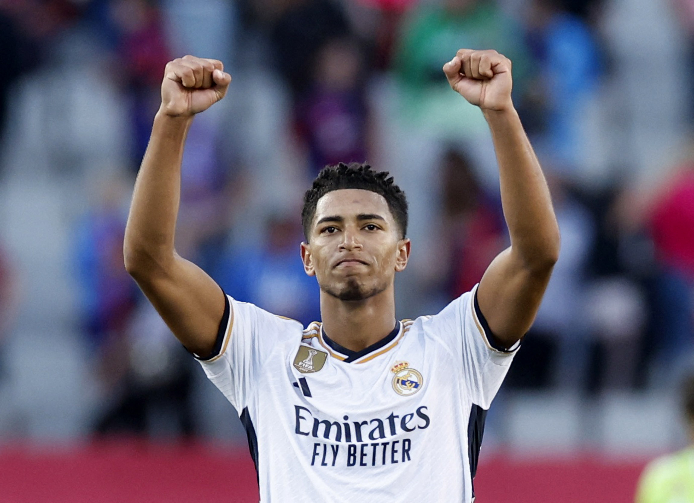 Soccer Football - LaLiga - FC Barcelona v Real Madrid - Estadi Olimpic Lluis Companys, Barcelona, Spain - October 28, 2023 Real Madrid's Jude Bellingham celebrates after the match REUTERS