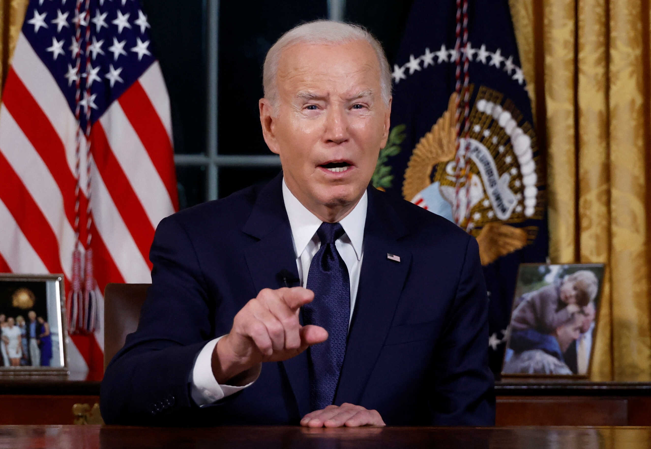 U.S.  President Joe Biden delivers a prime-time address to the nation about his approaches to the conflict between Israel and Hamas, humanitarian assistance in Gaza and continued support for Ukraine in their war with Russia, from the Oval Office of the White House in Washington, U.S. October 19, 2023. REUTERS