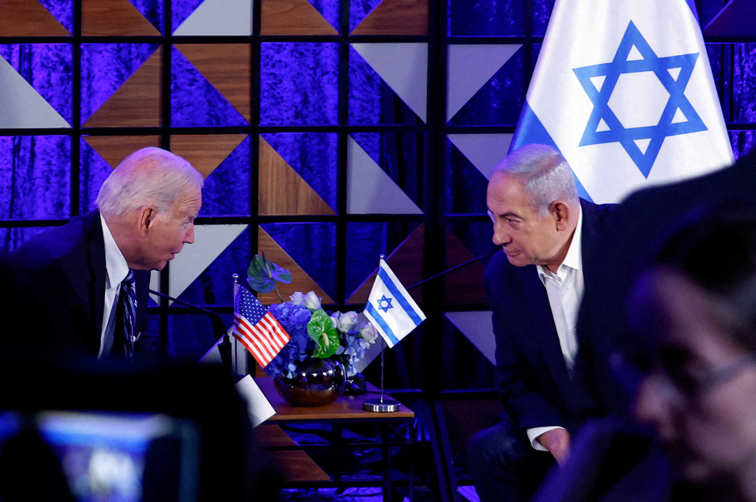 FILE PHOTO: U.S. President Joe Biden has demonstrated unwavering support for Israel's security over a half century in public life. In this photo, Biden attends a meeting with Israeli Prime Minister Benjamin Netanyahu, as he visits Israel amid the ongoing conflict between Israel and Hamas, in Tel Aviv, Israel, October 18, 2023. REUTERS