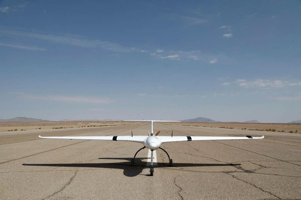A drone is seen during a military exercise in an undisclosed location in Iran, in this handout image obtained on October 4, 2023. Iranian Army