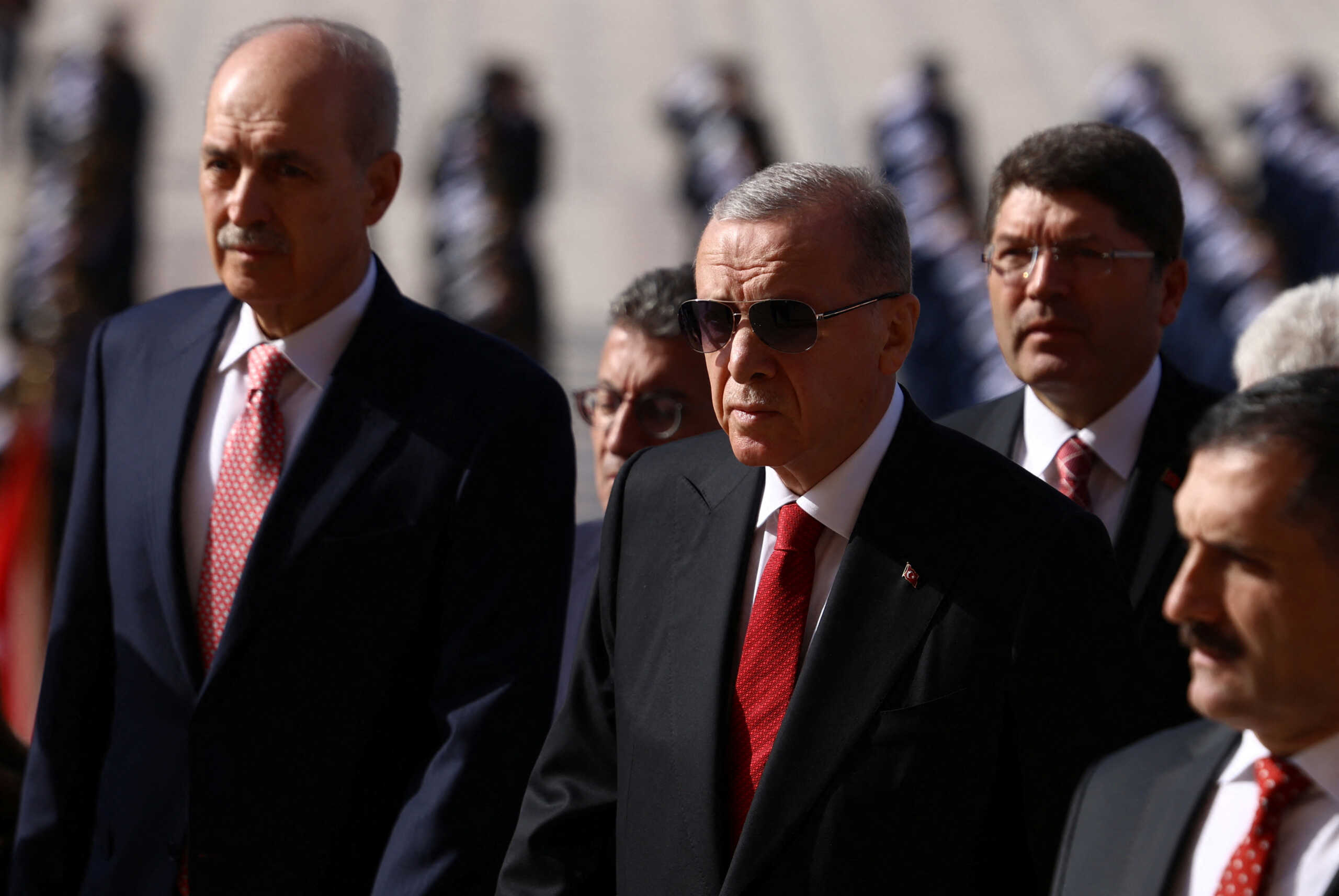 Turkey's President Tayyip Erdogan attends the Republic Day ceremony at Anitkabir, the mausoleum of modern Turkey's founder Ataturk, to mark the 100th anniversary of the republic's foundation, in Ankara, Turkey, October 29, 2023. REUTERS