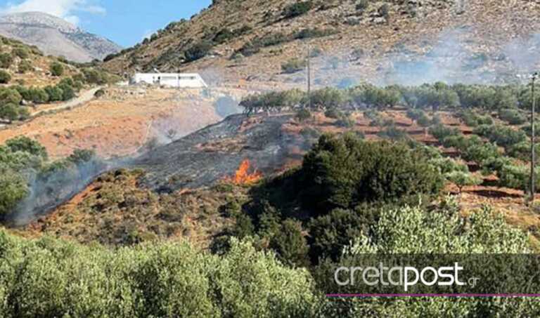Σε ύφεση η φωτιά στην περιοχή Αγία Παρασκευή στην Κρήτη - Εικόνα από τη μάχη της κατάσβεσης