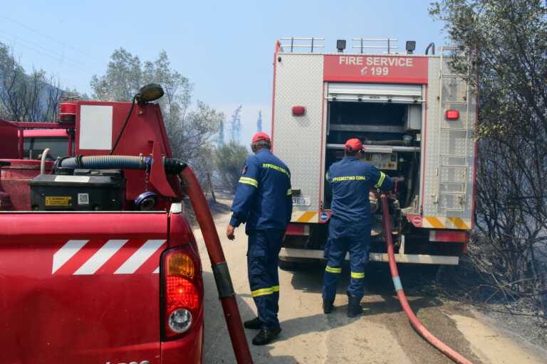 Φωτιά στον Μαραθώνα - Καίγεται δασική έκταση στο Κάτω Σούλι, διακοπή στην είσοδο του Κωπηλατοδρομίου στον Σχοινιά
