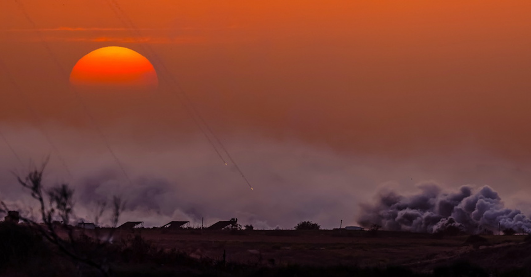 epa10947891 Smoke rises after Israeli shells strike the northern part of the Gaza Strip during sunset, 29 October 2023. More than 7,600 Palestinians and at least 1,300 Israelis have been killed, according to the Israel Defense Forces (IDF) and the Palestinian health authority, since Hamas militants launched an attack against Israel from the Gaza Strip on 07 October, and the Israeli operations in Gaza and the West Bank which followed it.  EPA