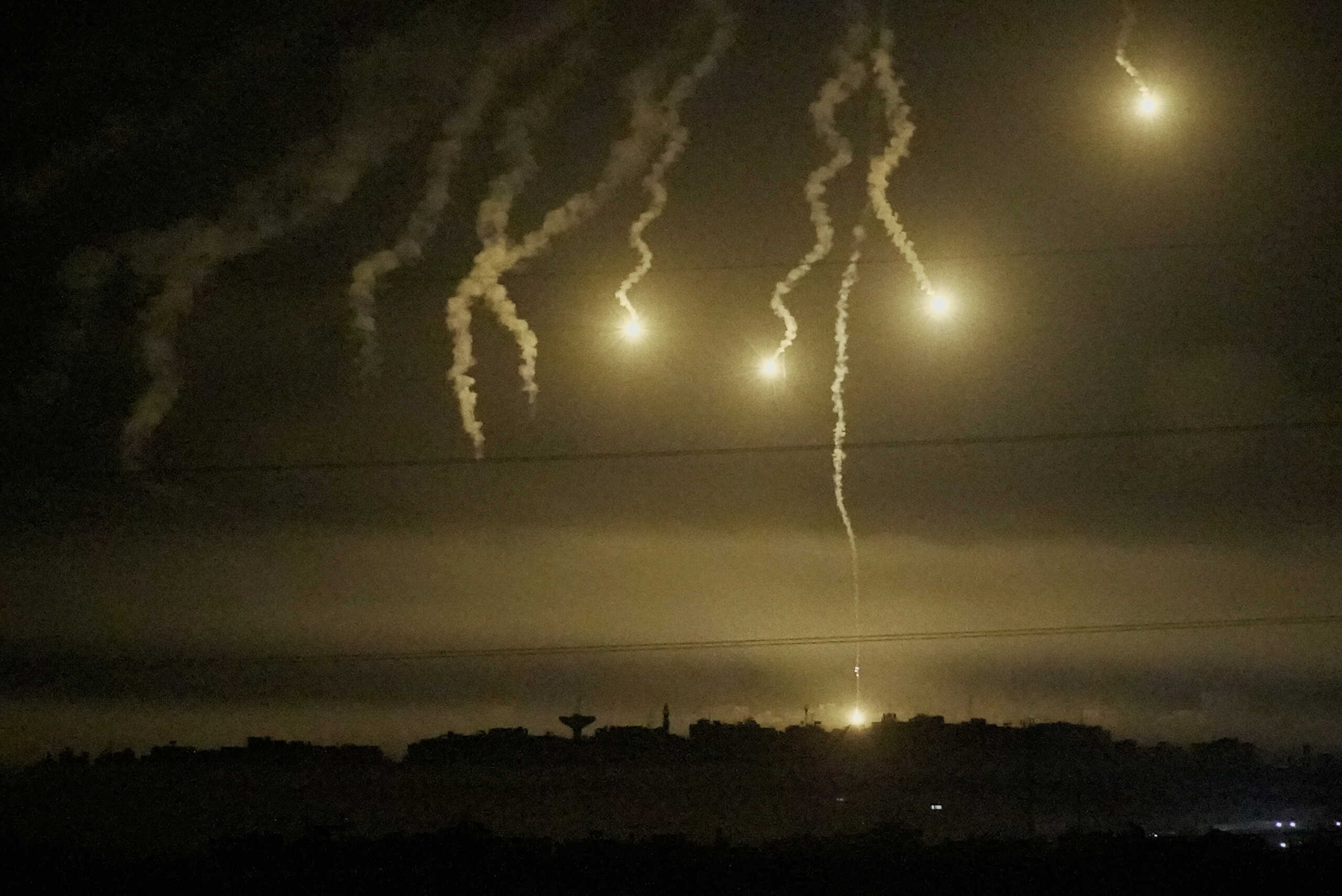 Flares are pictured over Gaza Strip, seen from southern Israel, October 31, 2023. REUTERS