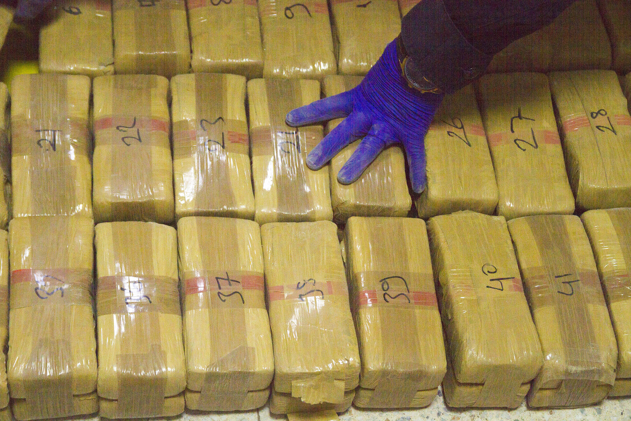 Confiscated heroin packs