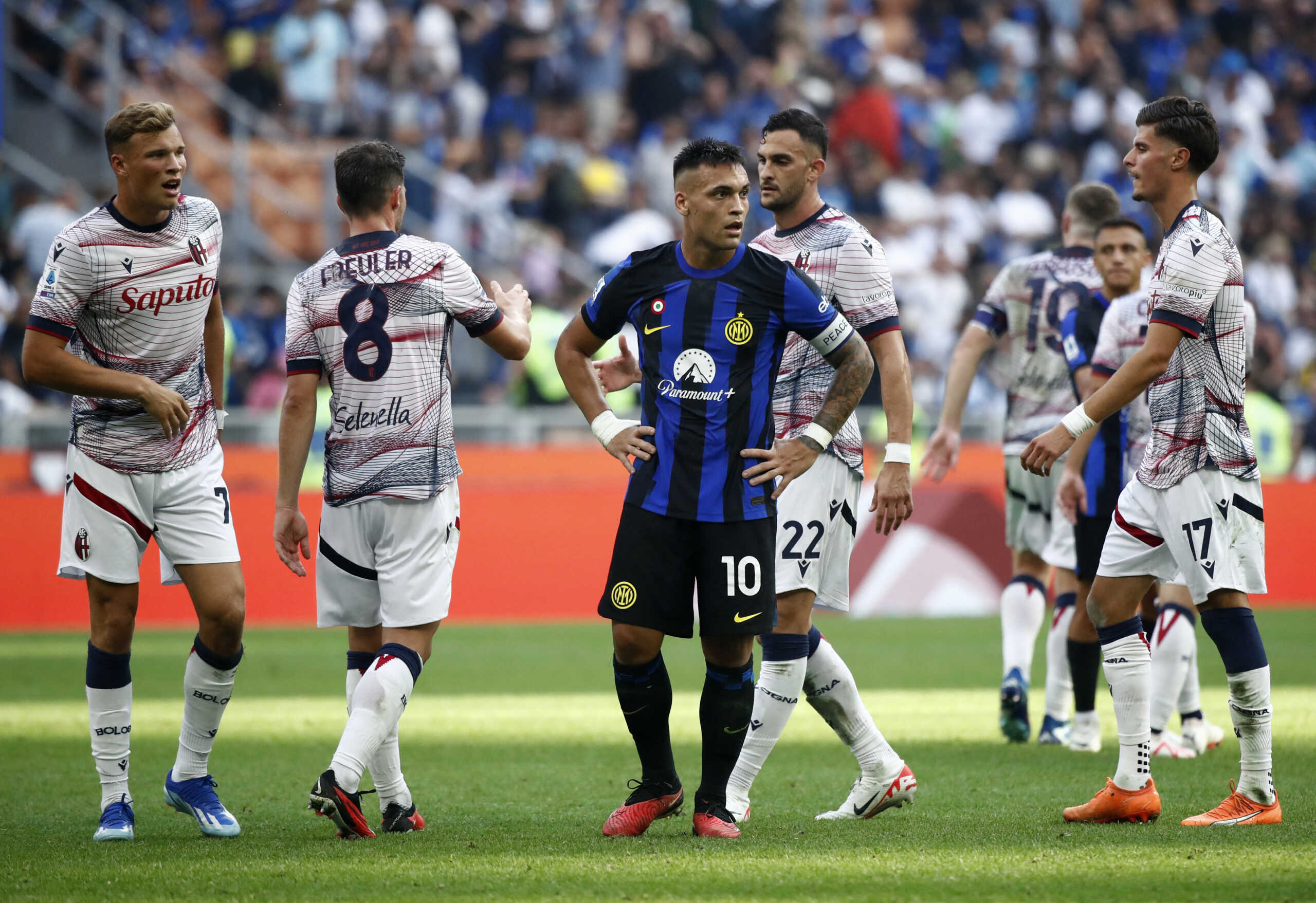 Soccer Football - Serie A - Inter Milan v Bologna - San Siro, Milan, Italy - October 7, 2023 Inter Milan's Lautaro Martinez looks dejected after the match REUTERS