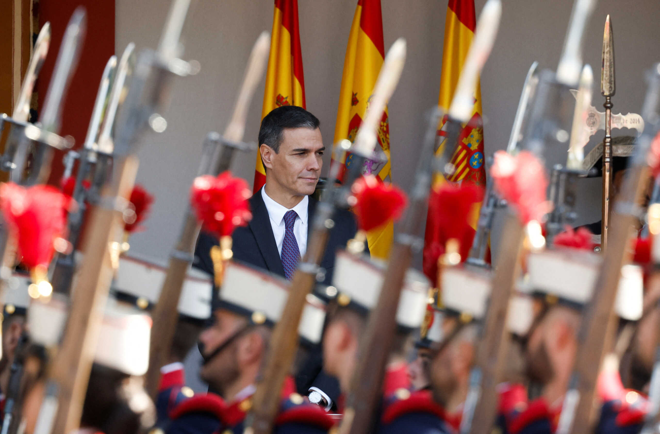Spain's acting Prime Minister Pedro Sanchez attends a military parade to mark the country's National Day, in Madrid, Spain, October 12, 2023. REUTERS