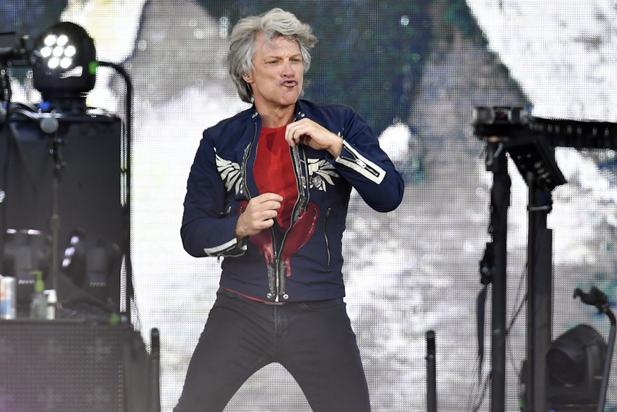 epa07708737 Jon Bon Jovi of US rock band Bon Jovi performs on stage during 'This house is not for sale' tour concert at the Letzigrund stadium in Zurich, Switzerland, 10 July 2019.  EPA