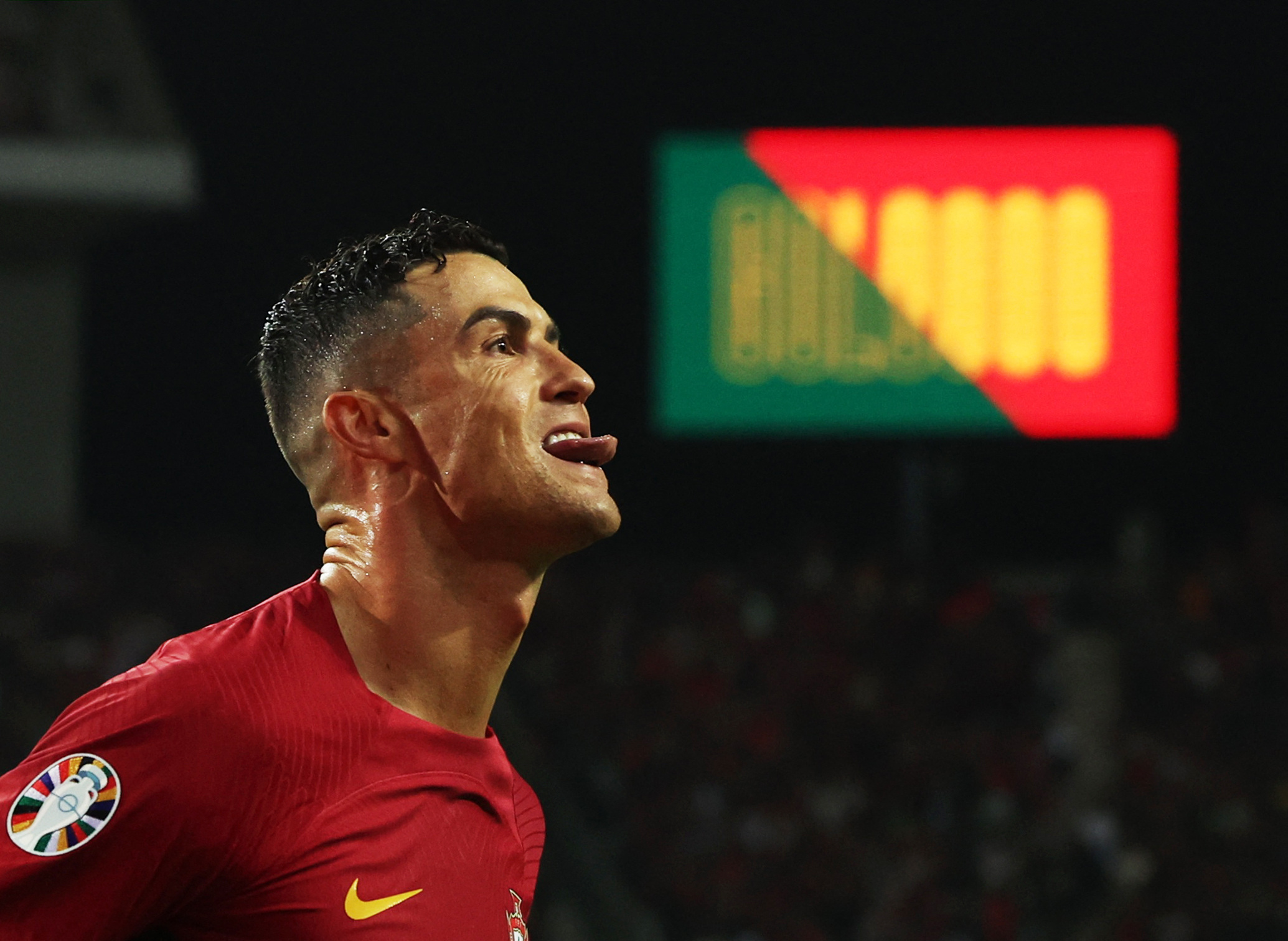 Soccer Football - Euro 2024 Qualifier - Group J - Portugal v Slovakia - Estadio do Dragao, Porto, Portugal - October 13, 2023 Portugal's Cristiano Ronaldo celebrates scoring their second goal REUTERS