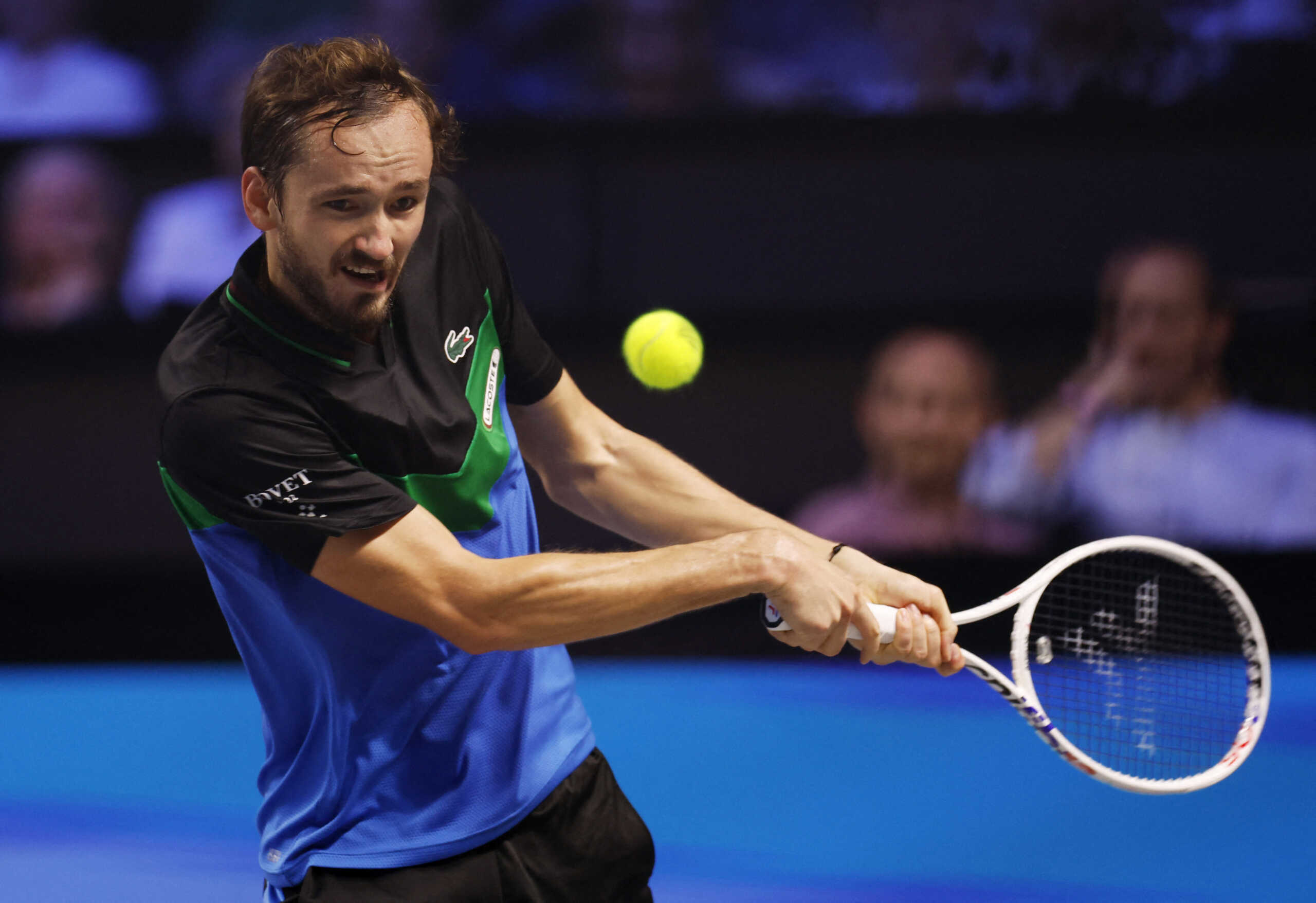 Tennis - ATP 500 - Vienna Open - Wiener Stadthalle, Vienna, Austria - October 27, 2023 Russia's Daniil Medvedev in action during his quarter final match against Russia's Karen Khachanov REUTERS