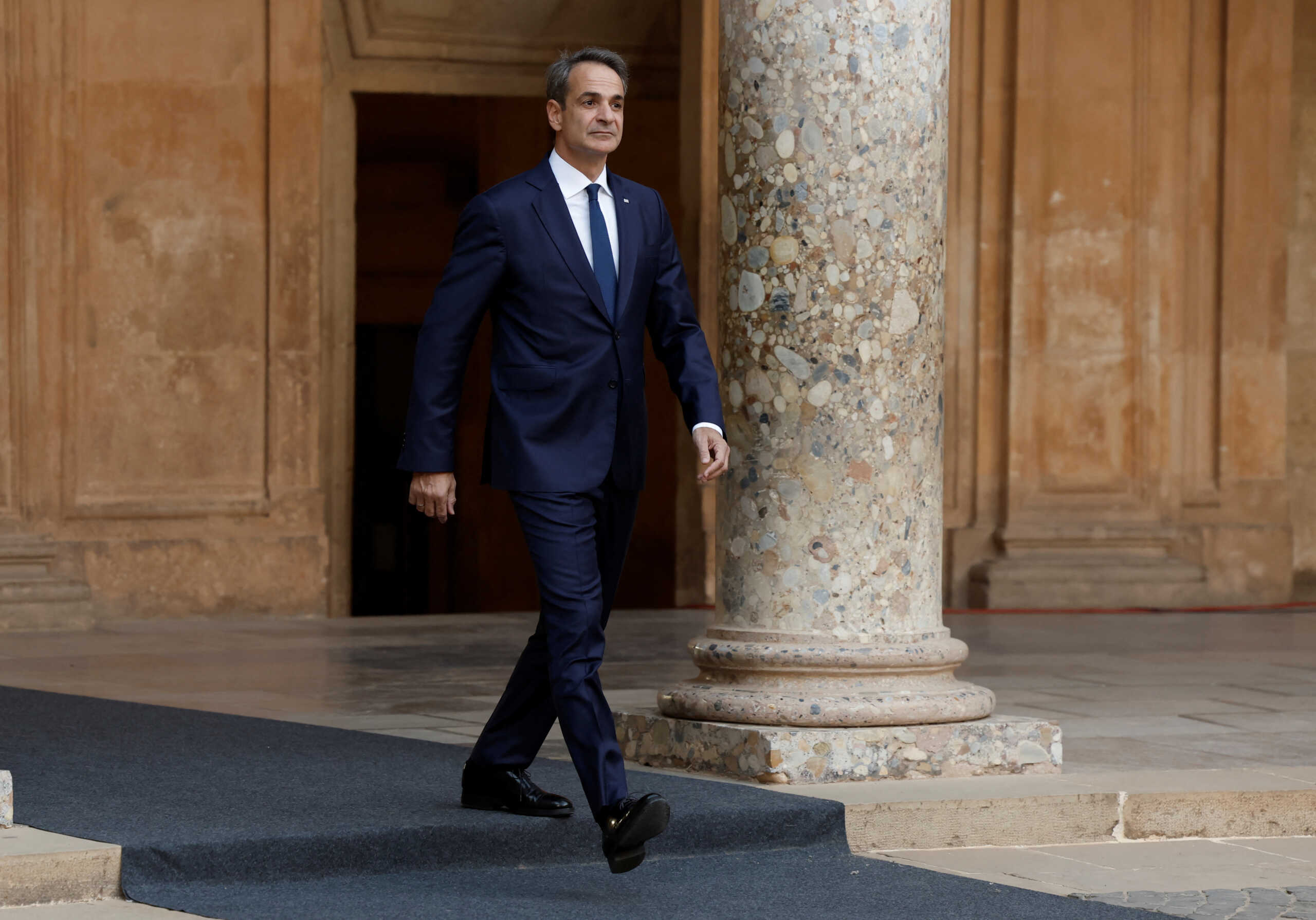 Greece's Prime Minister Kyriakos Mitsotakis arrives at the Palace of Charles V on the day of the European Political Community Summit in Granada, Spain October 5, 2023. REUTERS