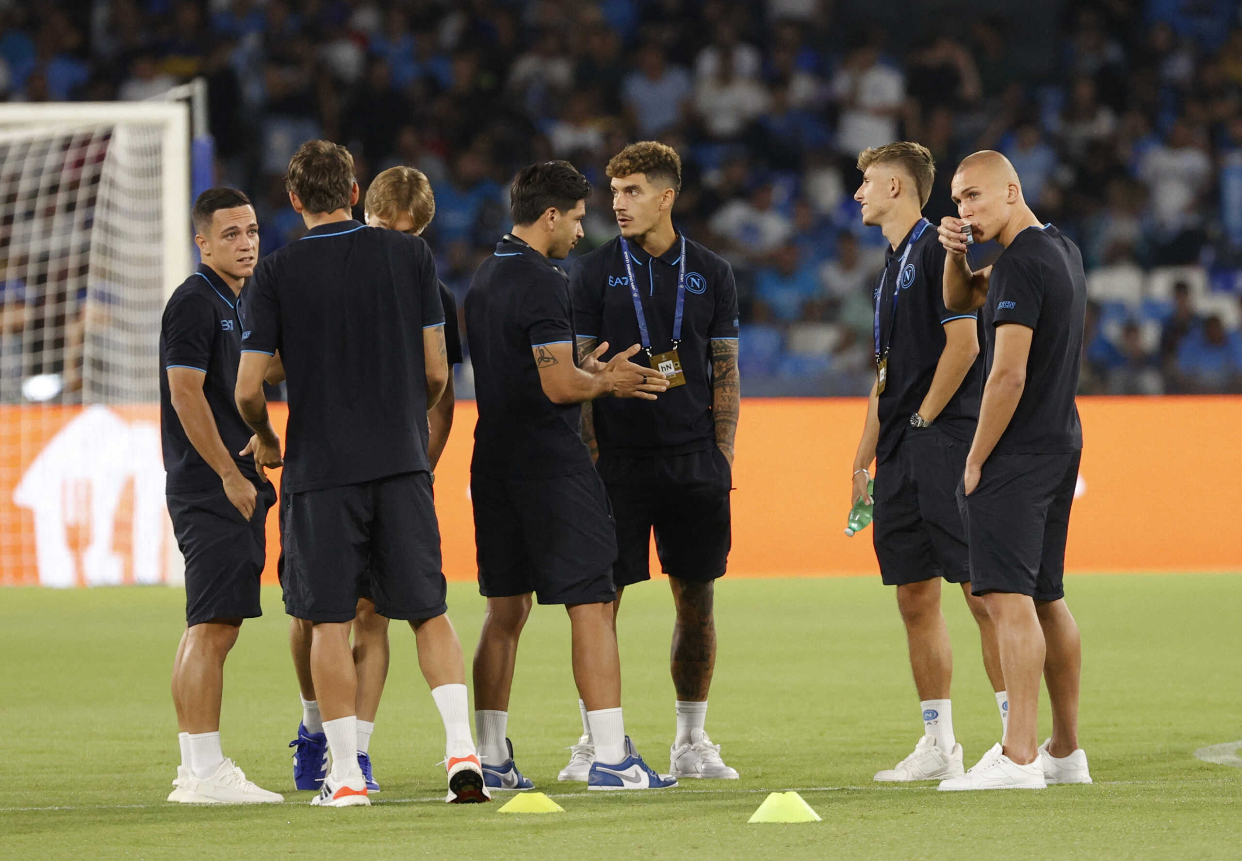 Soccer Football - Champions League - Group C - Napoli v Real Madrid - Stadio Diego Armando Maradona, Naples, Italy - October 3, 2023 Napoli players on the pitch before the match REUTERS