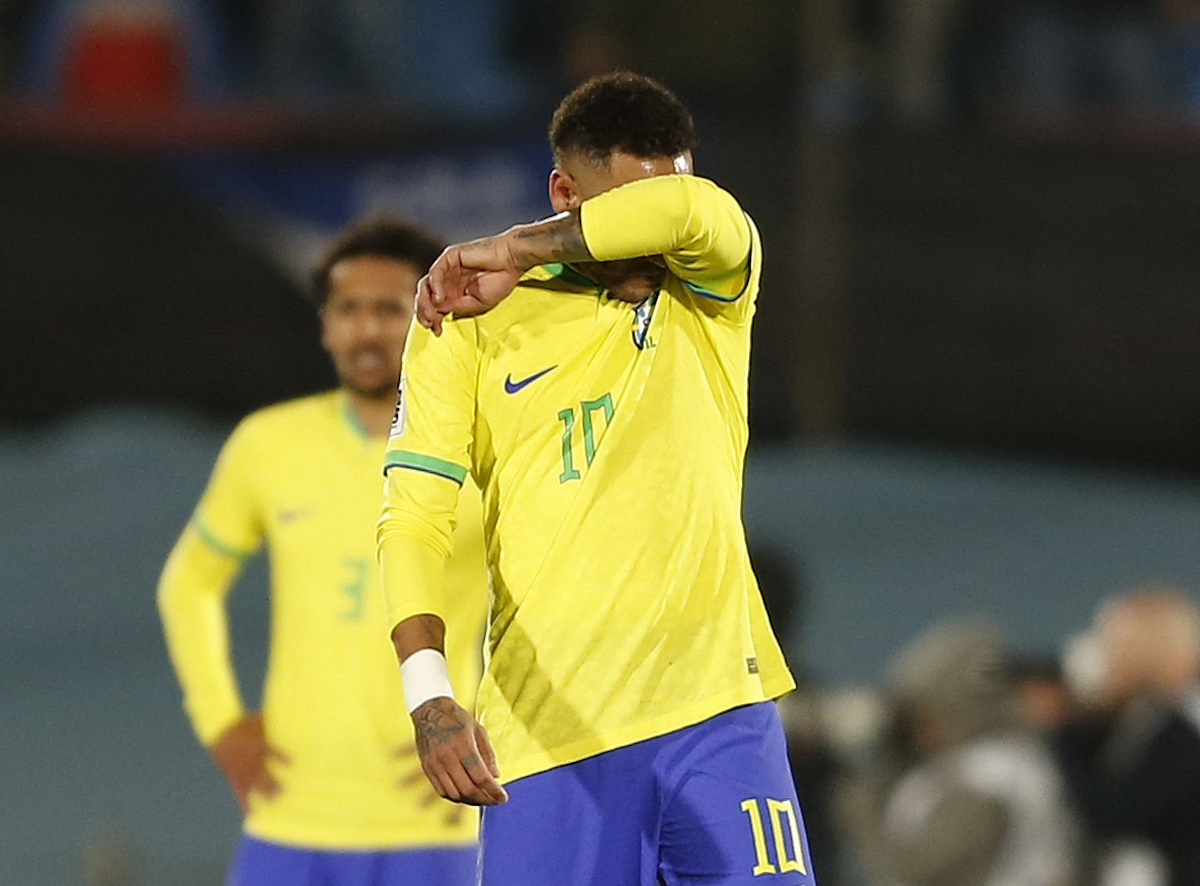 Soccer Football - World Cup - South American Qualifiers - Uruguay v Brazil - Estadio Centenario, Montevideo, Uruguay - October 17, 2023 Brazil's Neymar reacts REUTERS