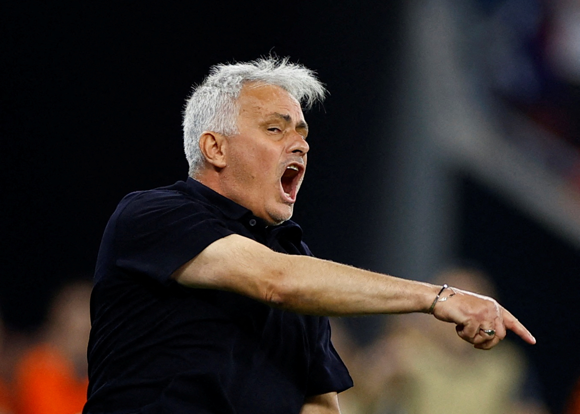 FILE PHOTO: Soccer Football - Europa League - Final - Sevilla v AS Roma - Puskas Arena, Budapest, Hungary - May 31, 2023  AS Roma coach Jose Mourinho reacts REUTERS