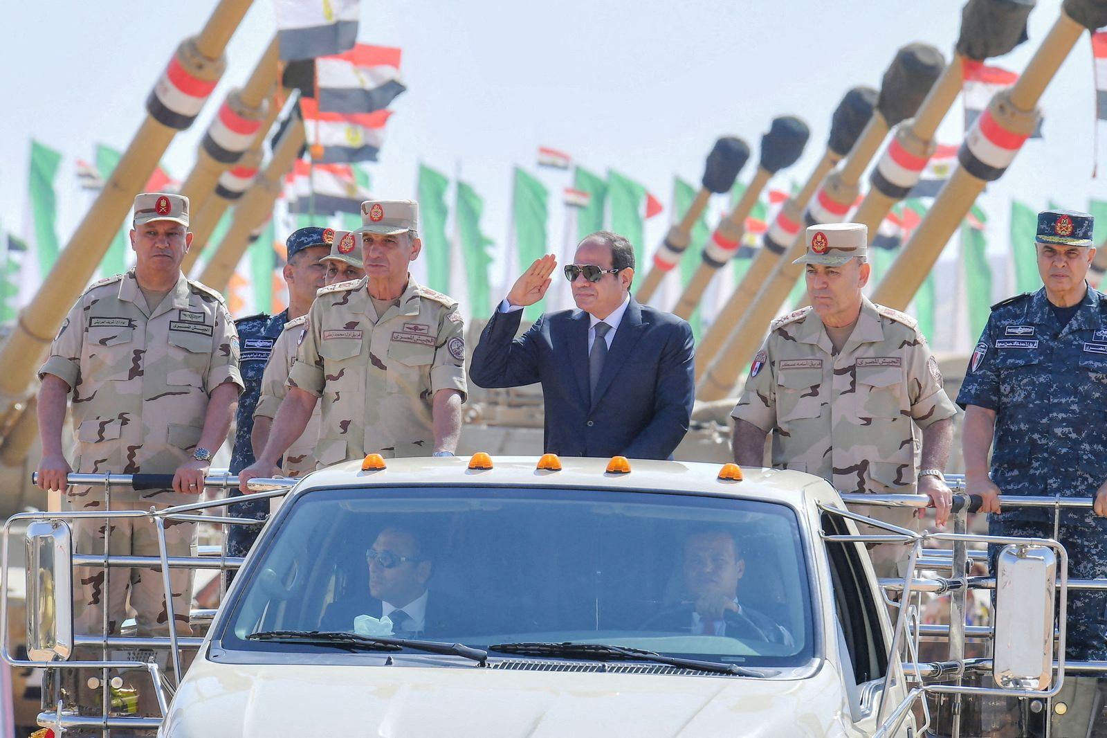 Egyptian President Abdel Fattah al-Sisi inspects the Egyptian military units in Suez, as he told the media in his speech that Cairo is playing a very positive role in de-escalating the Gaza crisis, Egypt, October 25, 2023 in this handout picture courtesy of the Egyptian Presidency. The Egyptian Presidency