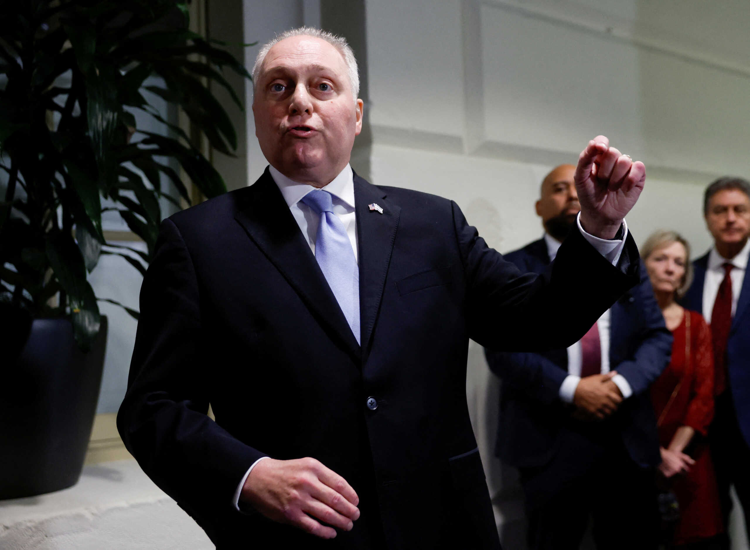 House Majority Leader Steve Scalise (R-LA) speaks to the media as he announces that he is withdrawing his candidacy for Speaker at the U.S. Capitol in Washington, U.S., October 12, 2023. REUTERS