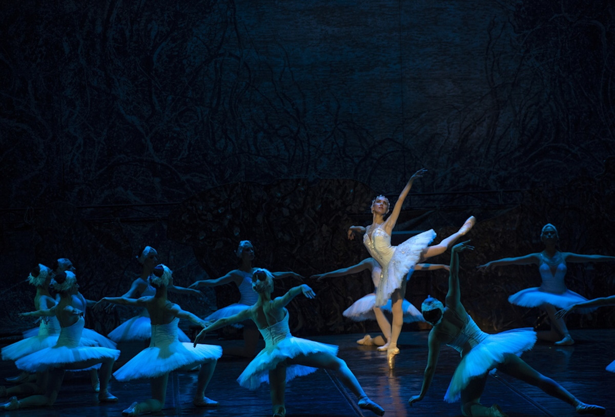 epa10623923 Dancers from the Macedonian National Opera and Ballet perform 'Swan Lake' during the '51 May Opera Evenings' in Skopje, Republic of North Macedonia, 12 May 2023.  EPA
