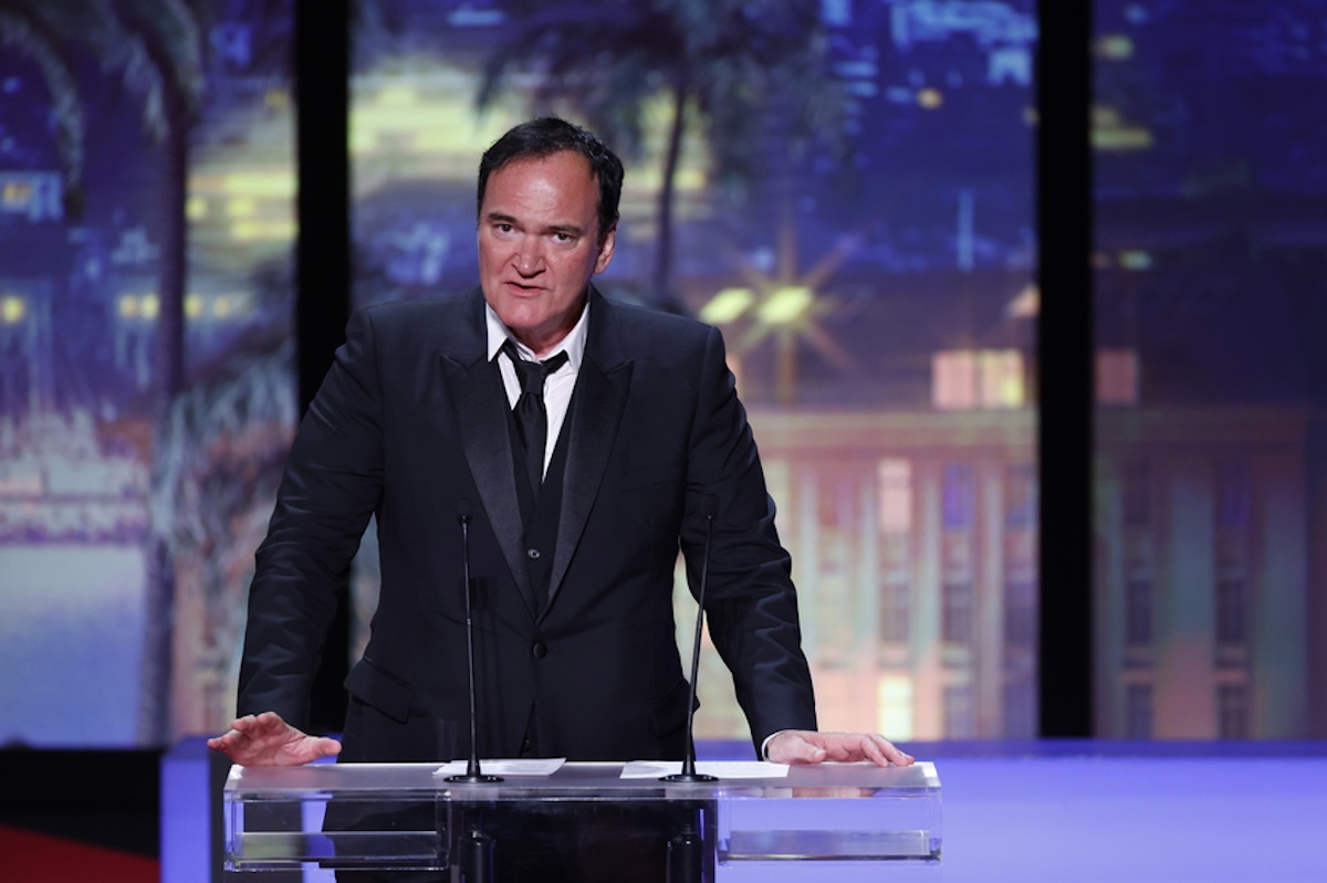 epa10658858 Quentin Tarantino onstage before presenting the Grand Prix Award during the Closing Ceremony of the 76th annual Cannes Film Festival, in Cannes, France, 27 May 2023.  EPA