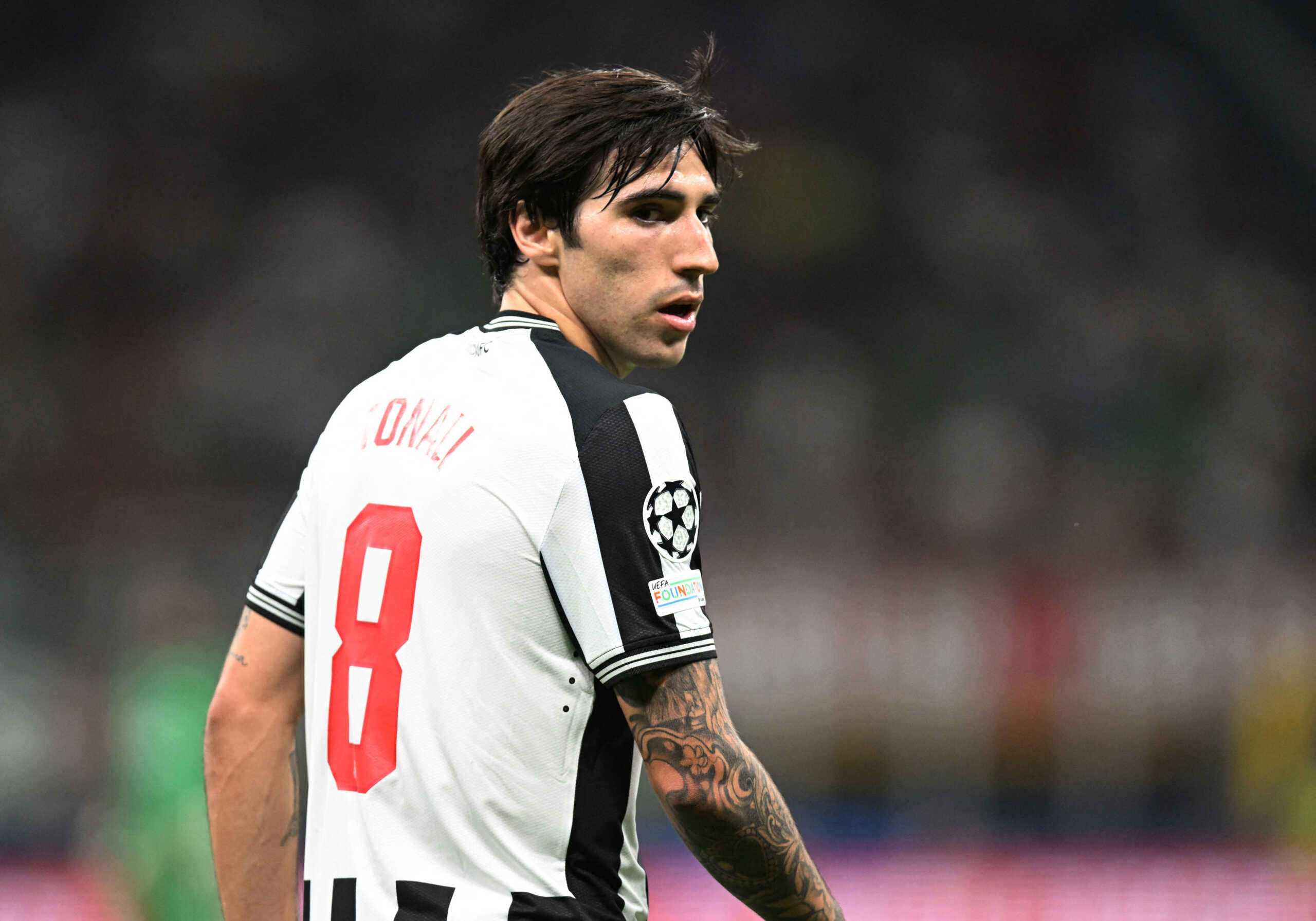 Soccer Football - Champions League - Group F - AC Milan v Newcastle United - San Siro, Milan, Italy - September 19, 2023 Newcastle United's Sandro Tonali REUTERS