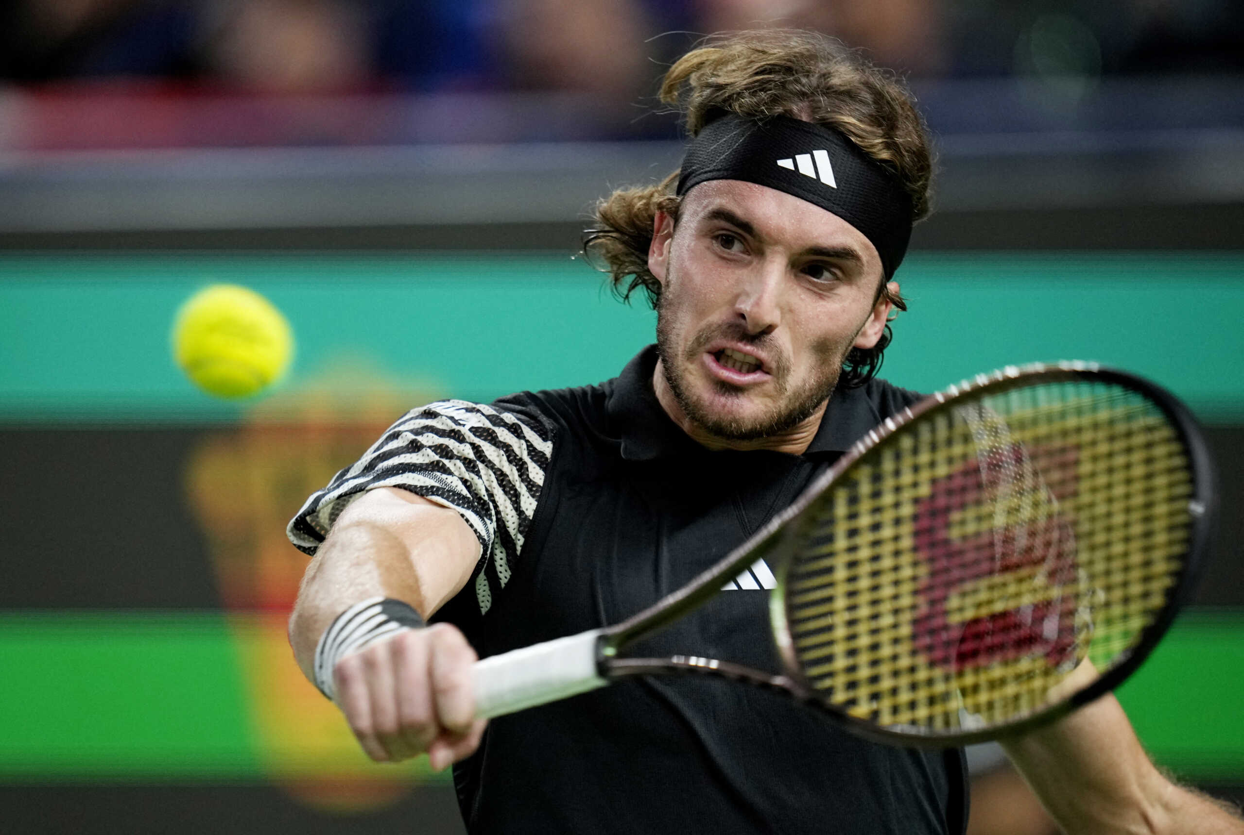 Tennis - ATP Masters 1000 - Shanghai Masters - Qizhong Forest Sports City Arena, Shanghai, China - October 9, 2023 Greece's Stefanos Tsitsipas in action during his round of 32 match against France's Ugo Humbert REUTERS
