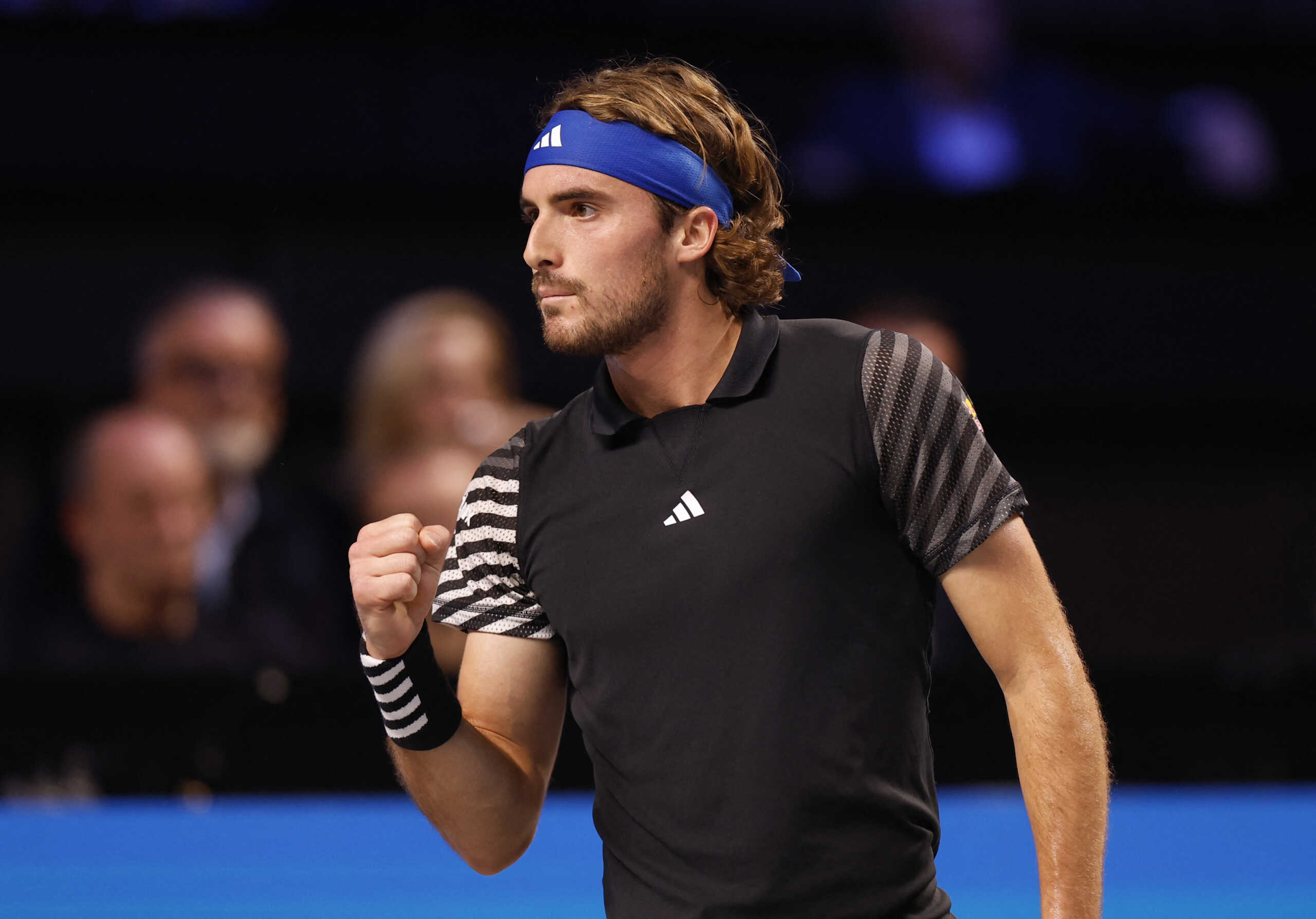 Tennis - ATP 500 - Vienna Open - Wiener Stadthalle, Vienna, Austria - October 27, 2023 Greece's Stefanos Tsitsipas reacts during his quarter final match against Croatia's Borna Gojo REUTERS