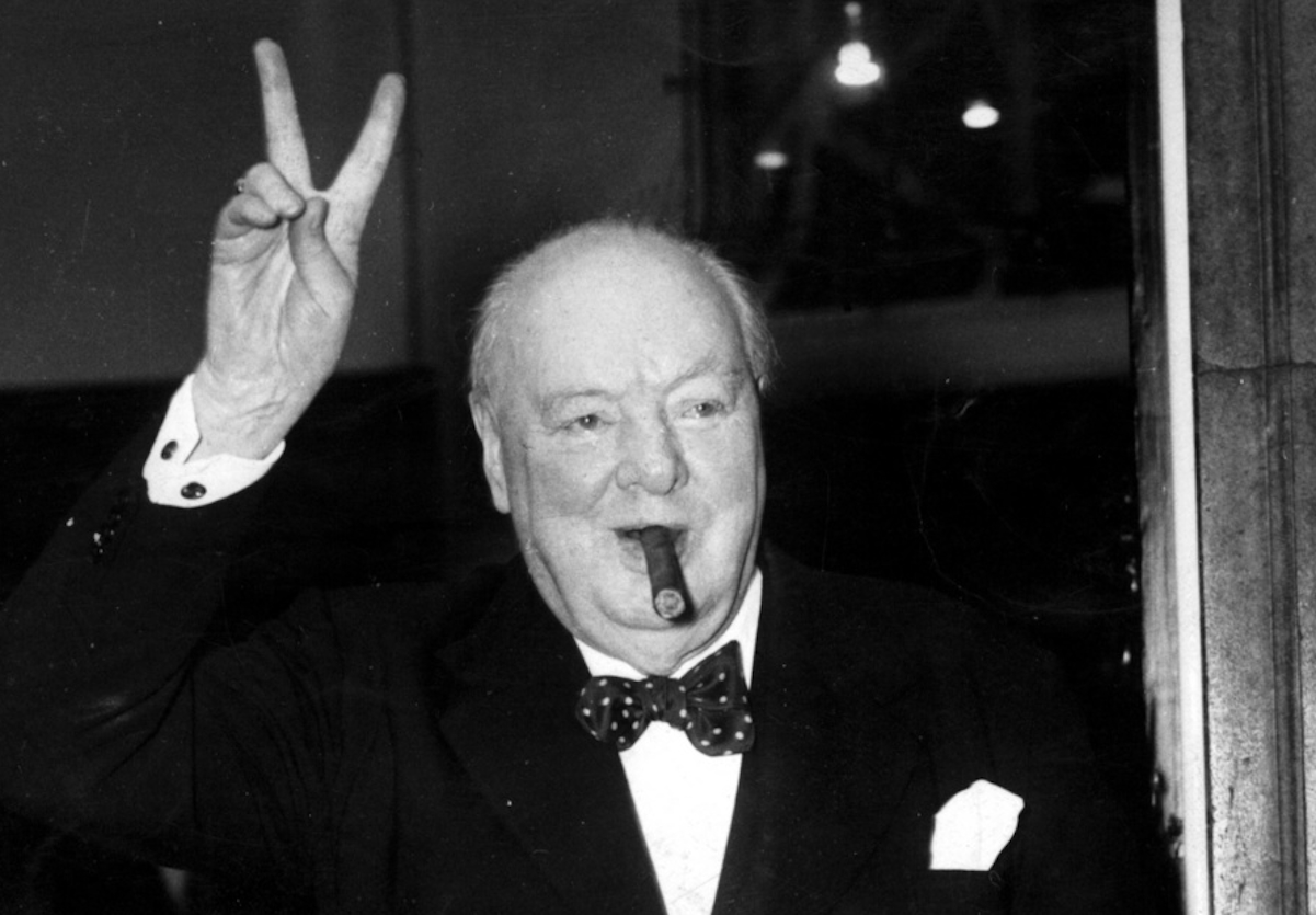 PAP01 - 20021125 - LONDON, UNITED KINGDOM :(FILES) A September 1954 file photo of former British Prime Minister Sir Winston Churchill who was Sunday November 24 2002, named the greatest Briton of all time, in a nationwide poll that attracted well over one million votes. Participants in the BBC's Great Britons survey voted the second World War leader top of the list of the country's 100 most significant individuals, gaining 447,423 votes, beating his nearest rival engineer, Isambard Kingdom Brunel by more than 56,000 votes.