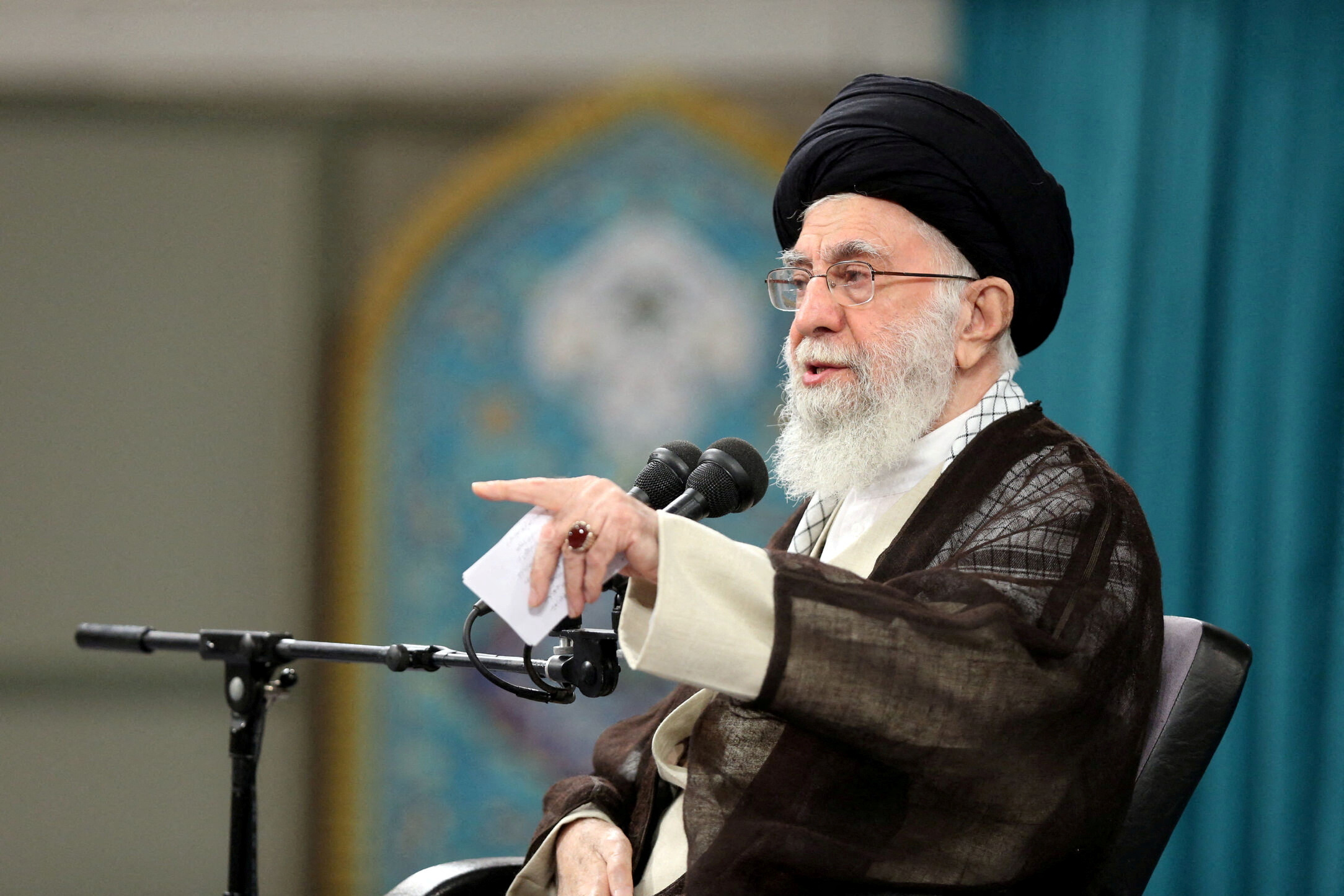 FILE PHOTO: Iran's Supreme Leader Ayatollah Ali Khamenei speaks during a meeting with a group of students in Tehran, Iran November 2, 2022. Office of the Iranian Supreme Leader
