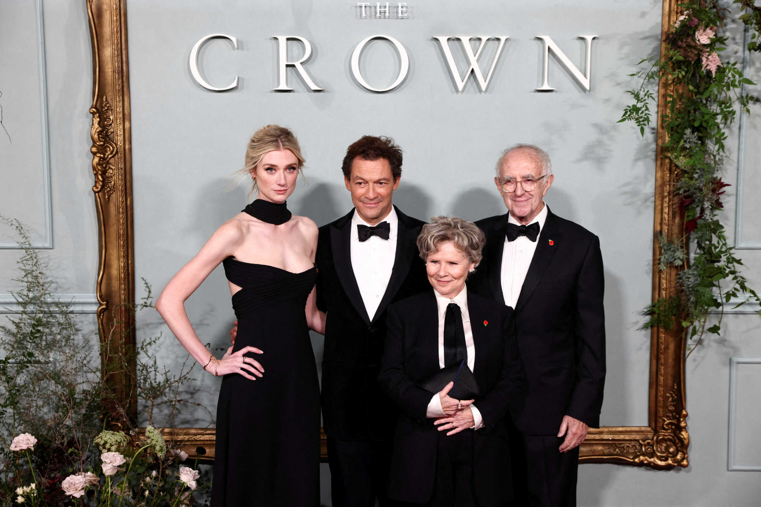 FILE PHOTO: Cast members Elizabeth Debicki, Dominic West, Imelda Staunton and Jonathan Pryce attend the premiere for the TV series The Crown Season 5 in London, Britain, November 8, 2022. REUTERS