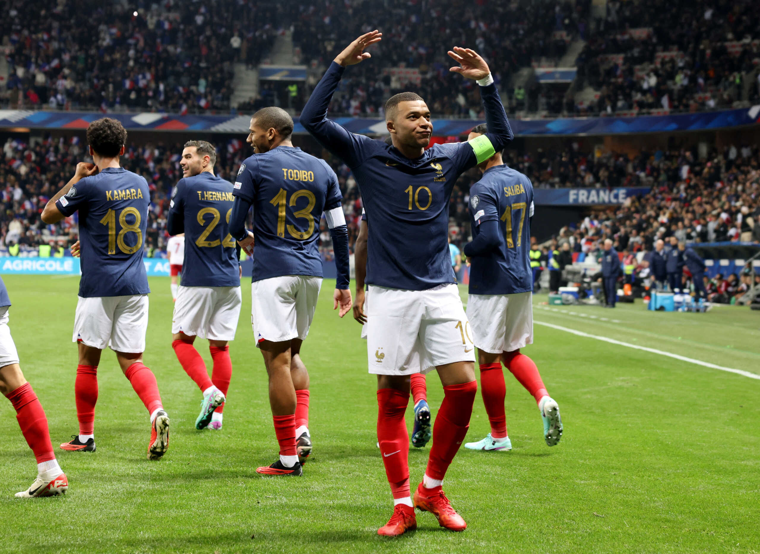 Soccer Football - Euro 2024 Qualifier - Group B - France v Gibraltar - Allianz Riviera, Nice, France - November 18, 2023 France's Kylian Mbappe celebrates scoring their twelfth goal REUTERS