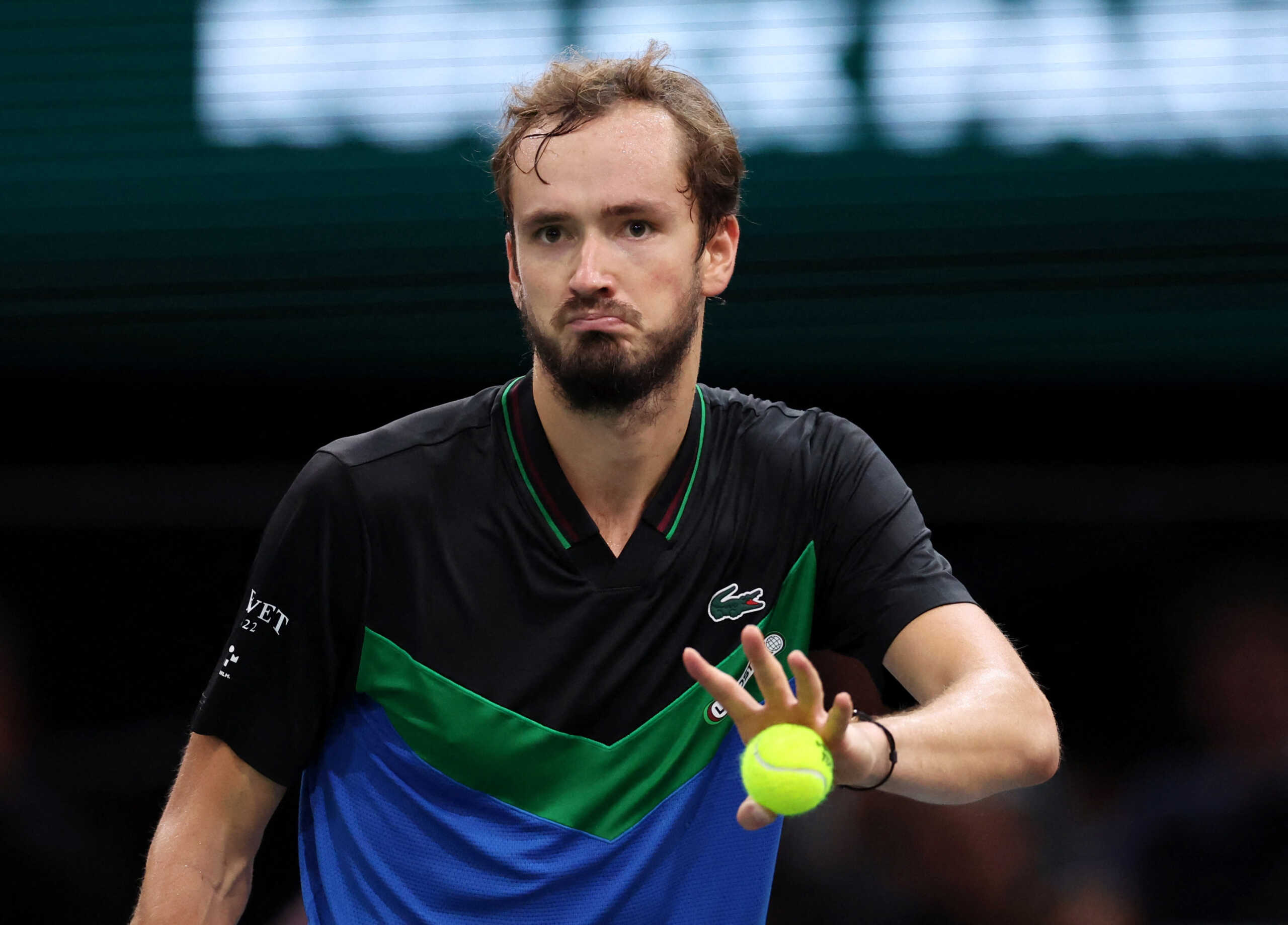 Tennis - ATP Masters 1000 - Paris Masters - AccorHotels Arena, Paris, France - November 1, 2023  Russia's Daniil Medvedev reacts during his round of 32 match against Bulgaria's Grigor Dimitrov REUTERS