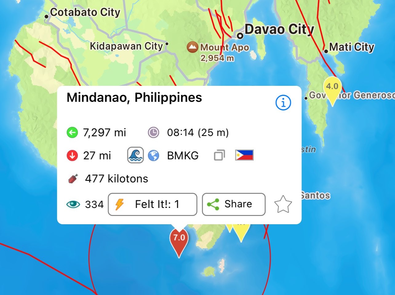 Φιλιππίνες: Μεγάλος σεισμός 7 Ρίχτερ ταρακούνησε το νησί Μιντανάο – Προειδοποίηση για τσουνάμι