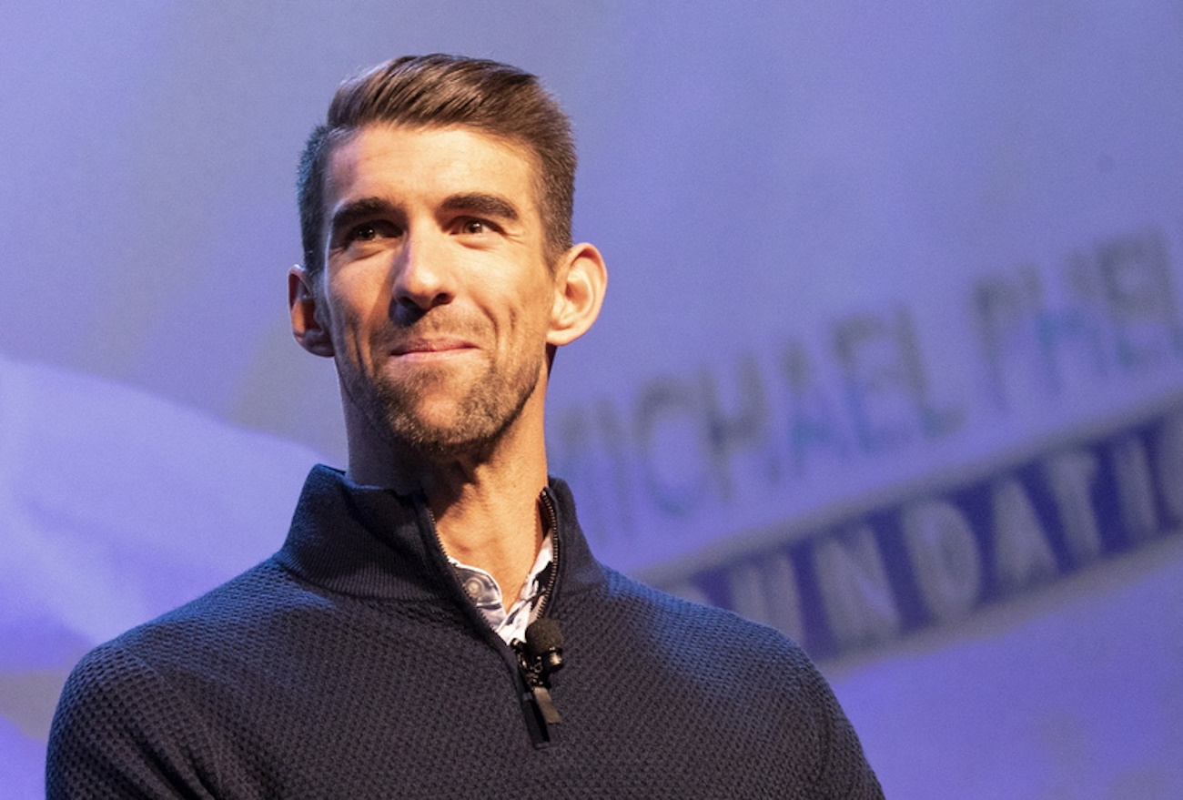 epa08108733 US swimmer Michael Phelps delivers a speech during the Panasonic press conference at the 2020 International Consumer Electronics Show in Las Vegas, Nevada, USA, 06 January 2020. The annual CES which takes place from 7-10 January is a place where industry manufacturers, advertisers and tech-minded consumers converge to get a taste of new innovations coming to the market each year.  EPA