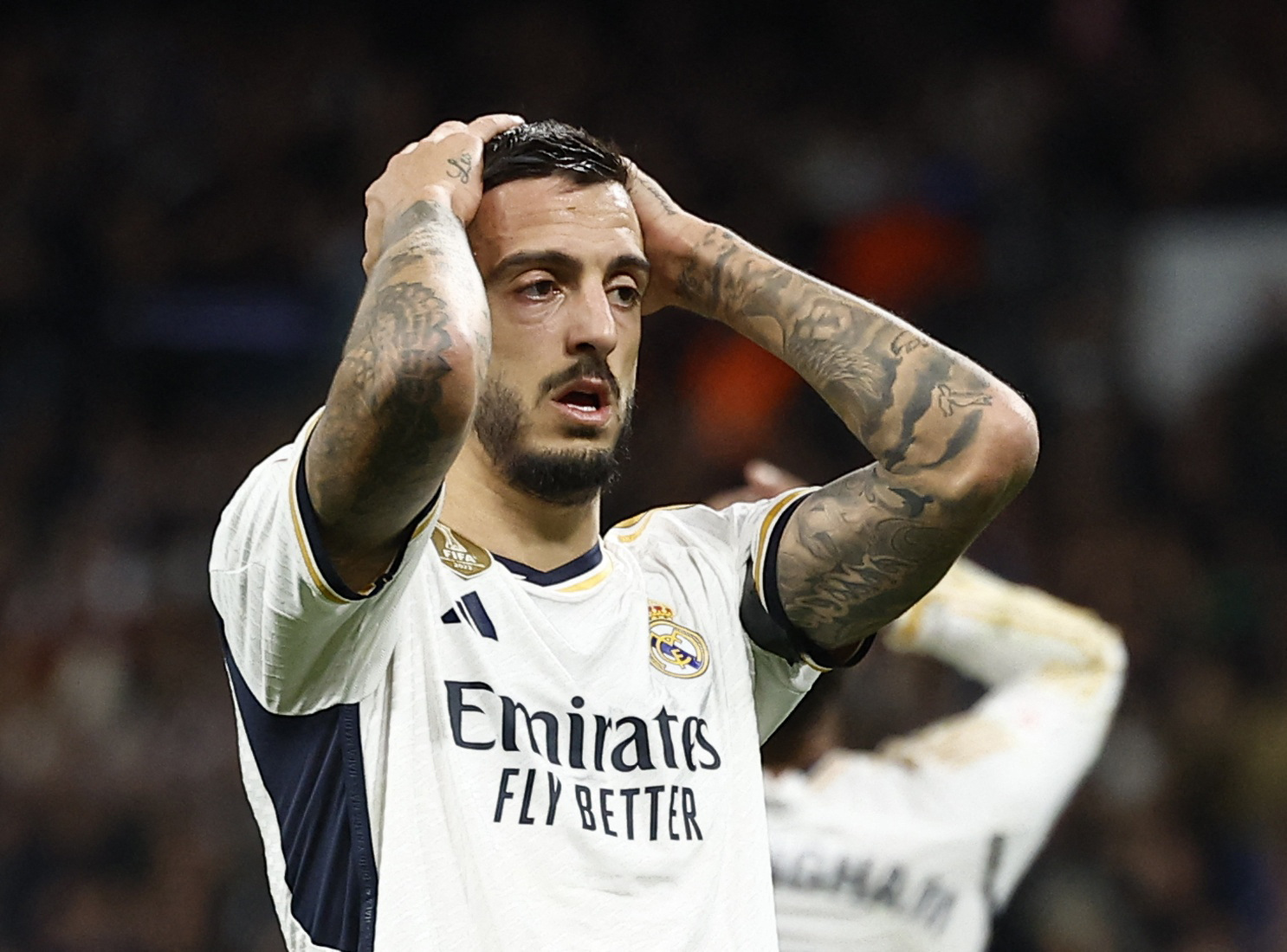 Soccer Football - LaLiga - Real Madrid v Rayo Vallecano - Santiago Bernabeu, Madrid, Spain - November 5, 2023 Real Madrid's Joselu reacts after he misses a chance to score REUTERS