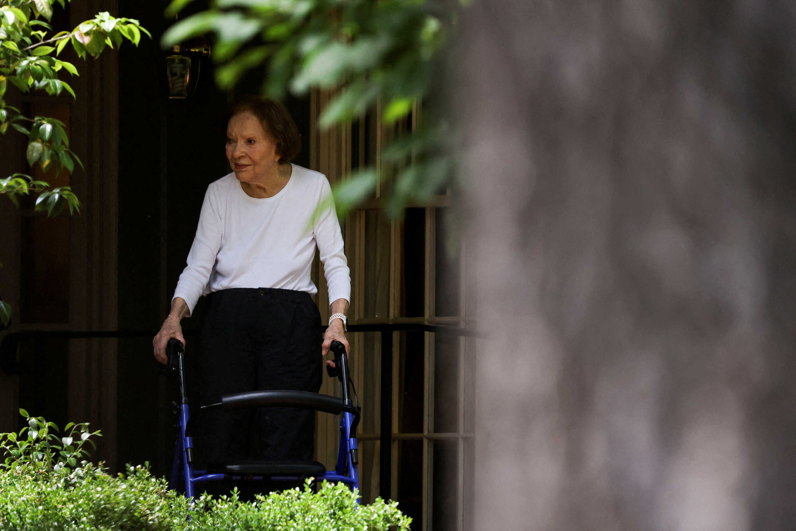 FILE PHOTO: Former first lady Rosalynn Carter is seen outside her home after U.S. President Joe Biden and first lady Jill Biden met with former President Jimmy Carter and Mrs. Carter in Plains, Georgia, U.S., April 29, 2021. REUTERS