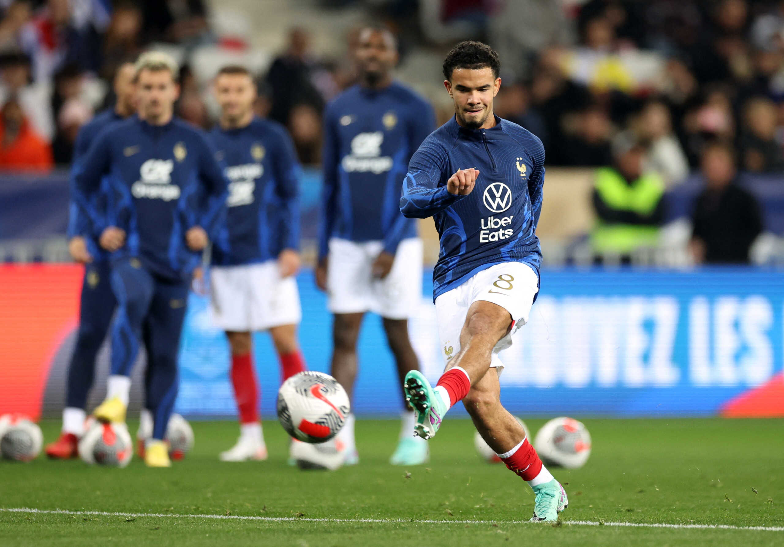 Soccer Football - Euro 2024 Qualifier - Group B - France v Gibraltar - Allianz Riviera, Nice, France - November 18, 2023 France's Warren Zaire-Emery during the warm up before the match REUTERS