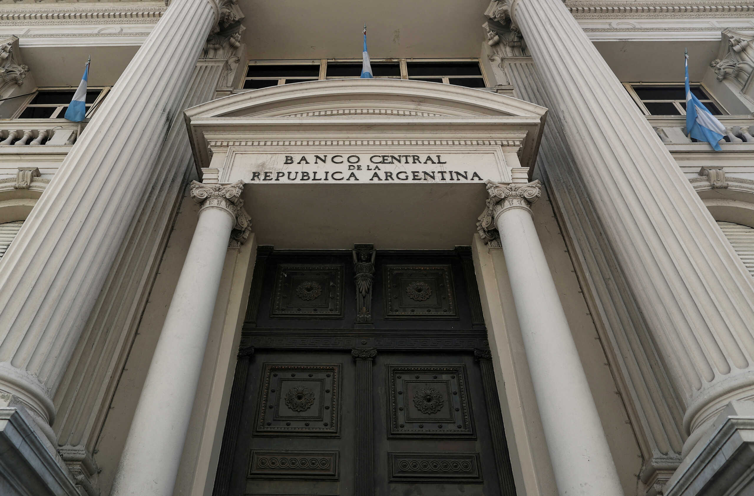 FILE PHOTO: The facade of Argentina's Central Bank is pictured, in downtown Buenos Aires, Argentina September 16, 2020. REUTERS