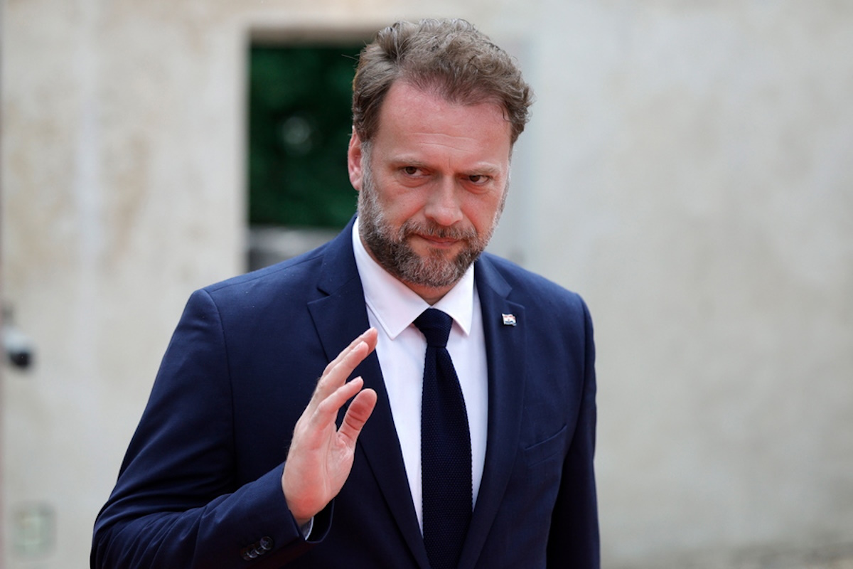 epa10700488 Croatian Minister of Defense Mario Banozic arrives to attend the European Air Defense Conference at Les Invalides in Paris, France, 19 June 2023.  EPA
