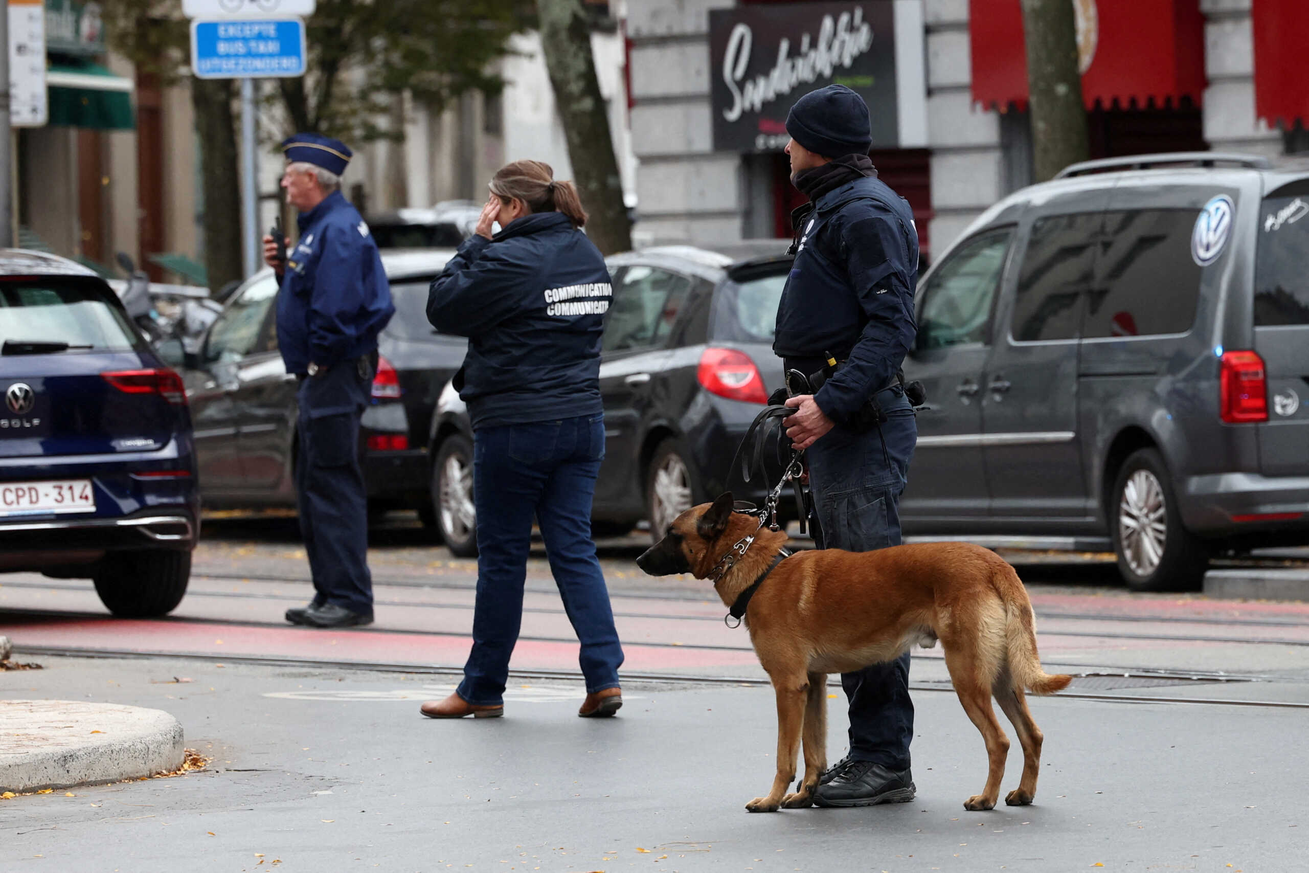 FILE PHOTO: Police officers work after a police operation against a deadly shooting suspect, in Brussels, Belgium, October 17, 2023. REUTERS