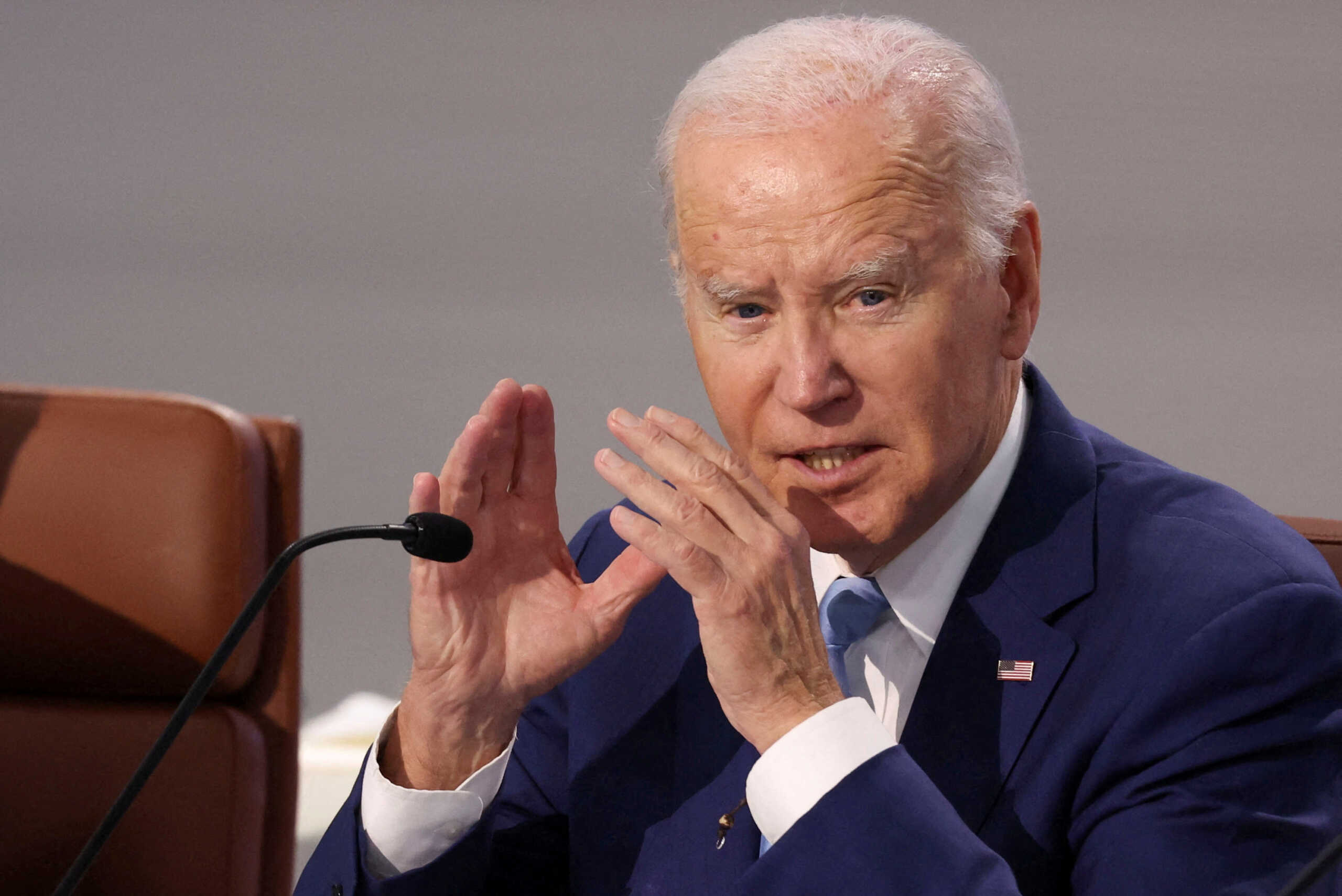 U.S. President Joe Biden takes part in a leaders plenary meeting during Asia-Pacific Economic Cooperation (APEC) CEO Summit in San Francisco, California, U.S. November 16, 2023. REUTERS
