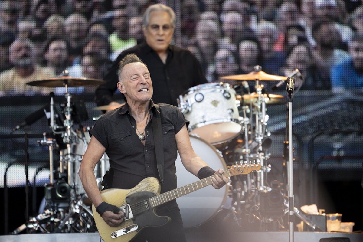 epa10689196 US musician Bruce Springsteen performs with the E Street Band during a concert at the Letzigrund stadium in Zurich, Switzerland, 13 June 2023.  EPA