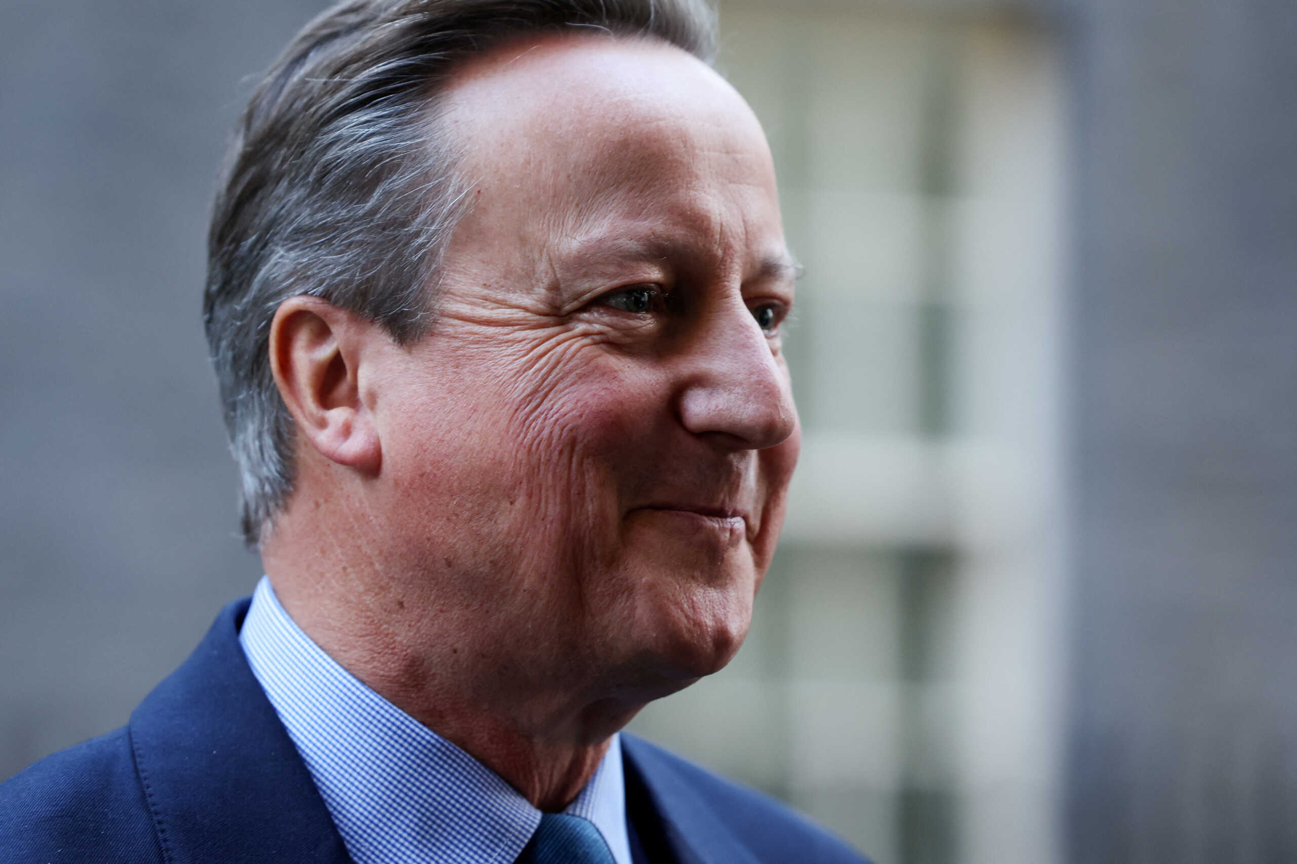 Britain's former Prime Minister and newly appointed Foreign Secretary David Cameron reacts outside 10 Downing Street in London, Britain November 13, 2023. REUTERS