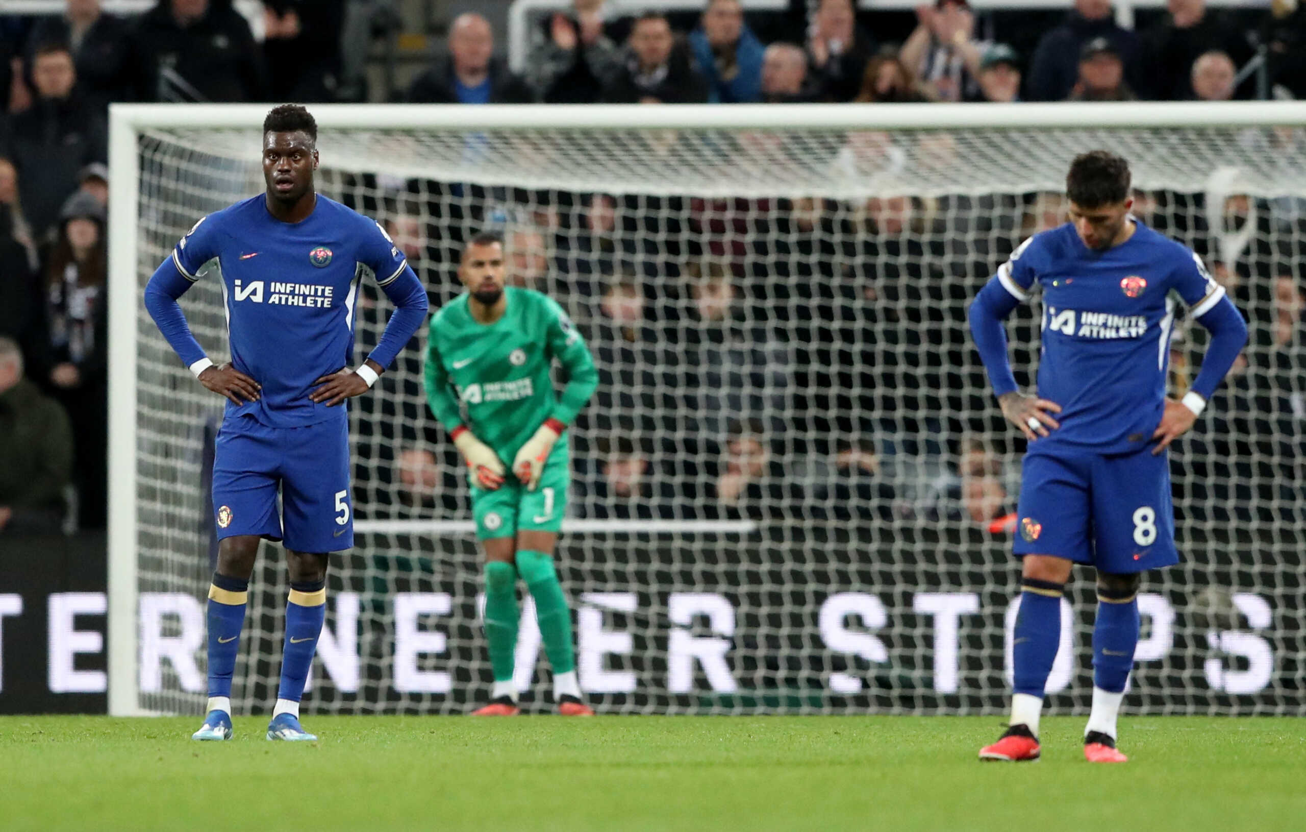 Soccer Football - Premier League - Newcastle United v Chelsea - St James Park, Newcastle, Britain - November 25, 2023 Chelsea's Benoit Badiashile looks dejected after Newcastle United's fourth goal REUTERS